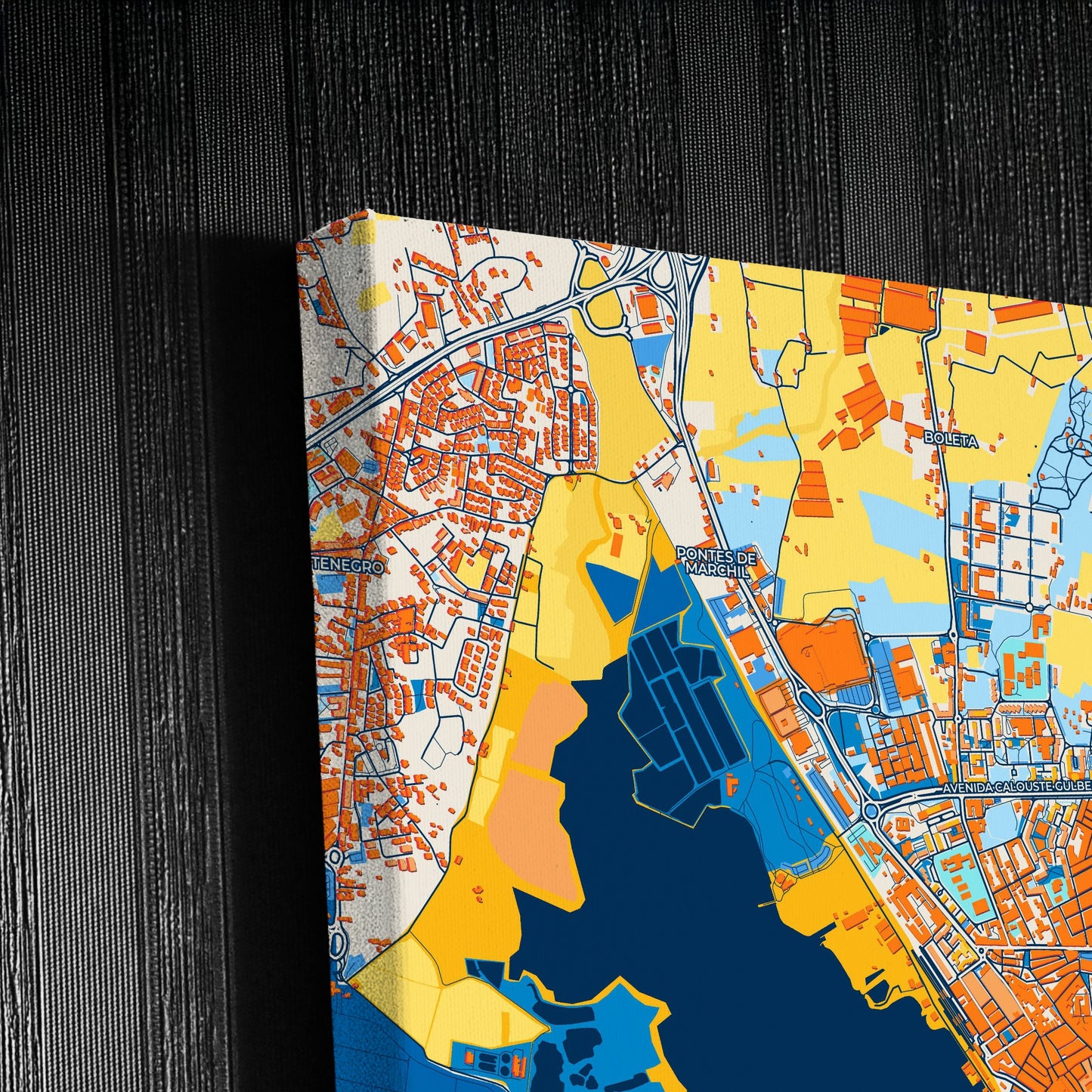 Faro Portugal Colorful City Map Canvas Print Detail