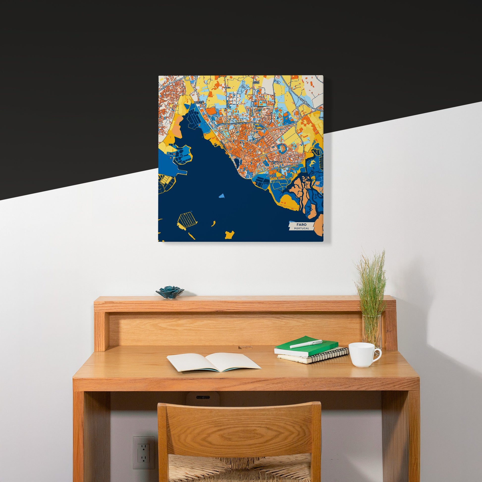 Faro Portugal Colorful City Map Canvas Print Scene