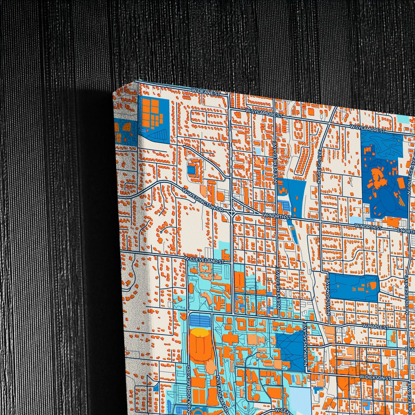 Fayetteville Arkansas Colorful City Map Canvas Print Detail
