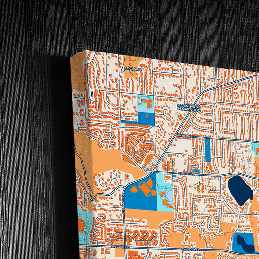 Federal Way Washington Colorful City Map Canvas Print Detail
