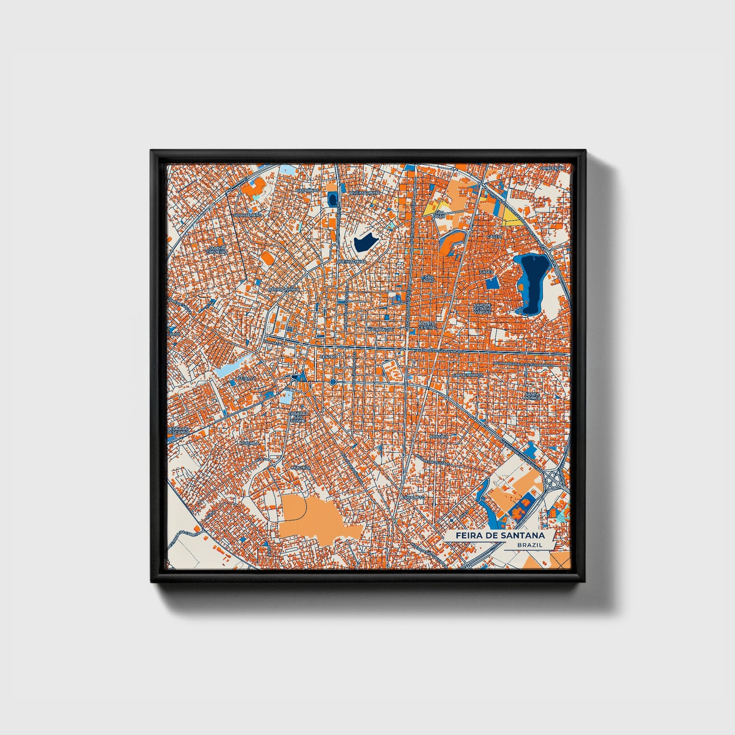 Feira De Santana Brazil Colorful City Map Canvas Print • Black Framed