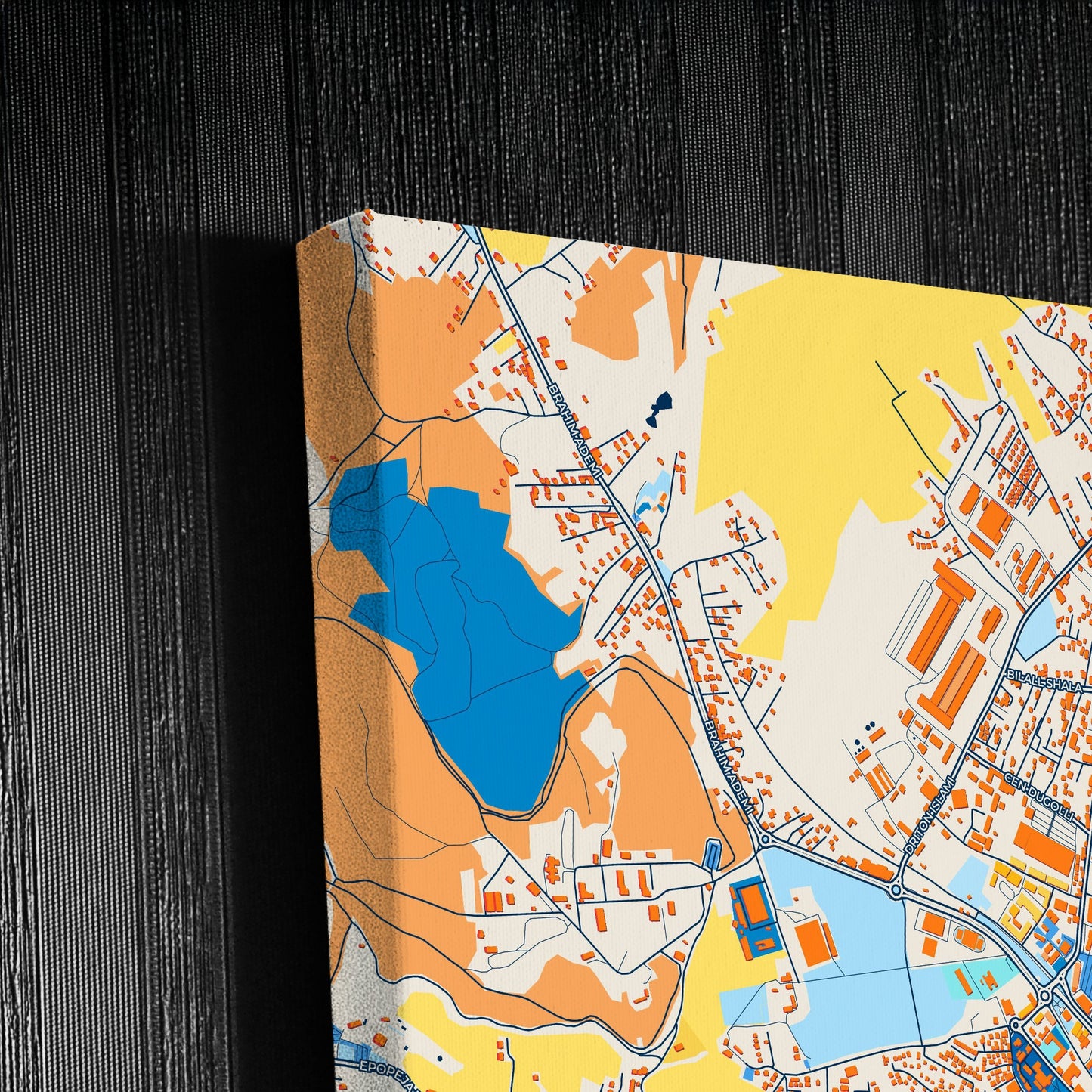 Ferizaj Kosovo Colorful City Map Canvas Print Detail