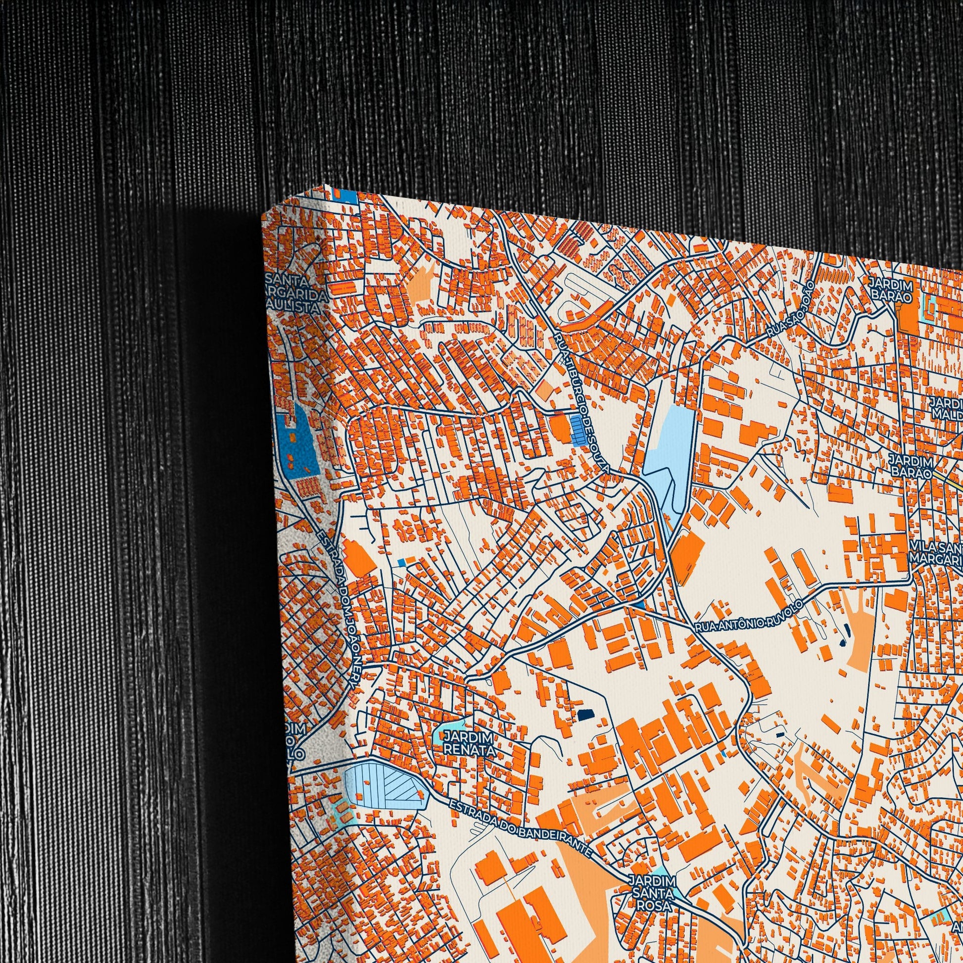 Ferraz De Vasconcelos Brazil Colorful City Map Canvas Print Detail
