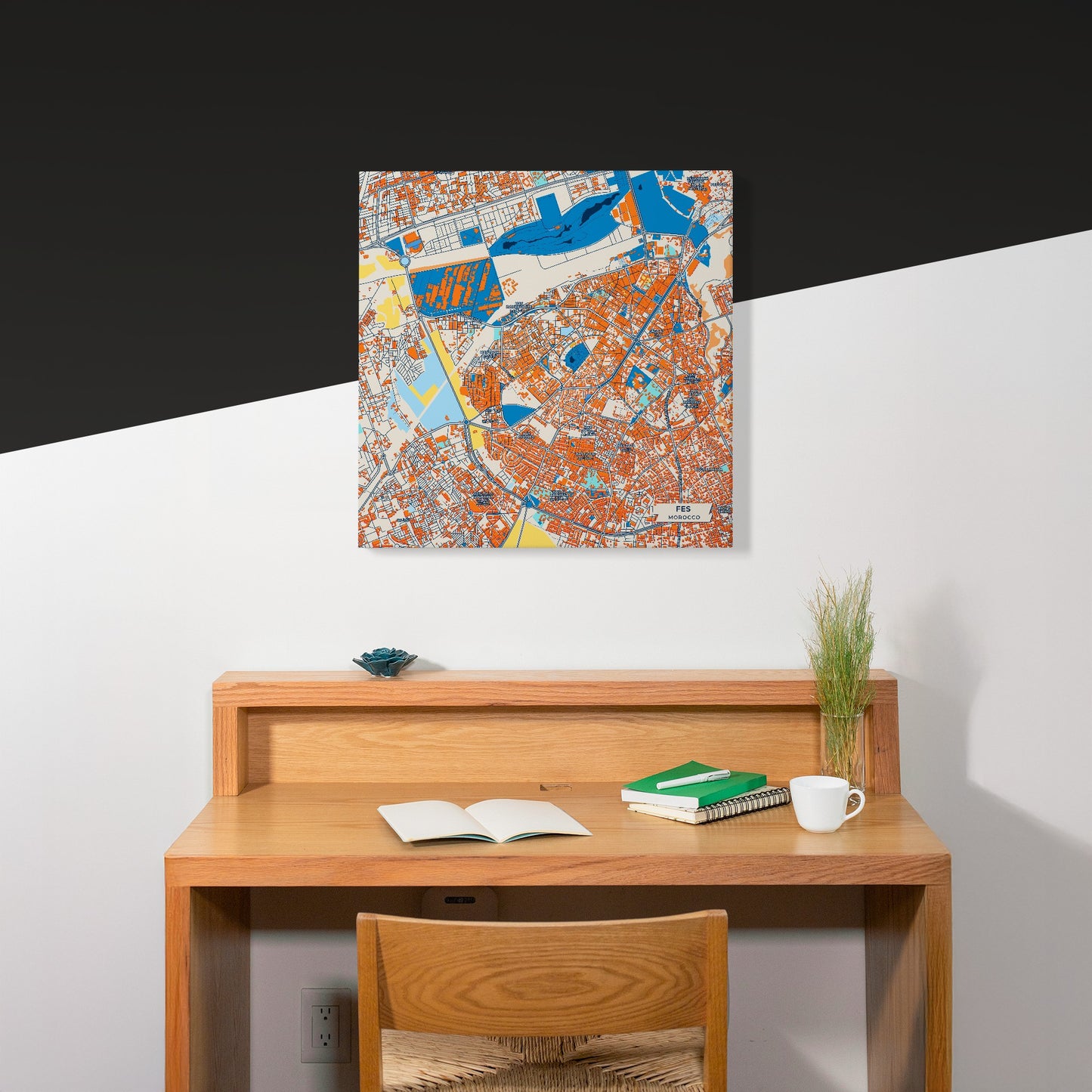 Fes Morocco Colorful City Map Canvas Print Scene