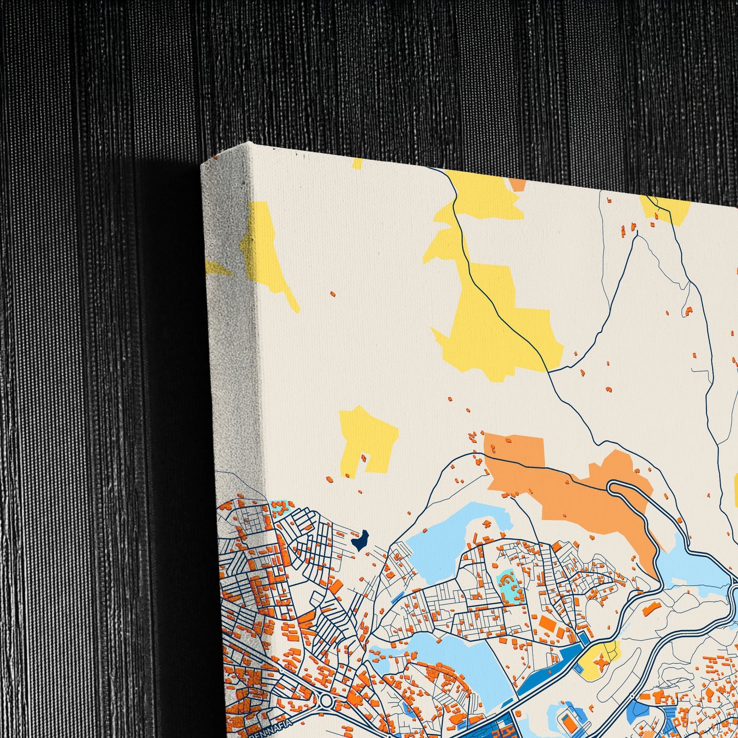 Fes Al Bali Morocco Colorful City Map Canvas Print Detail