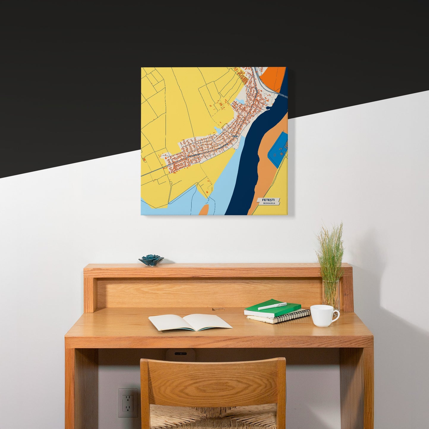 Fetești Romania Colorful City Map Canvas Print Scene