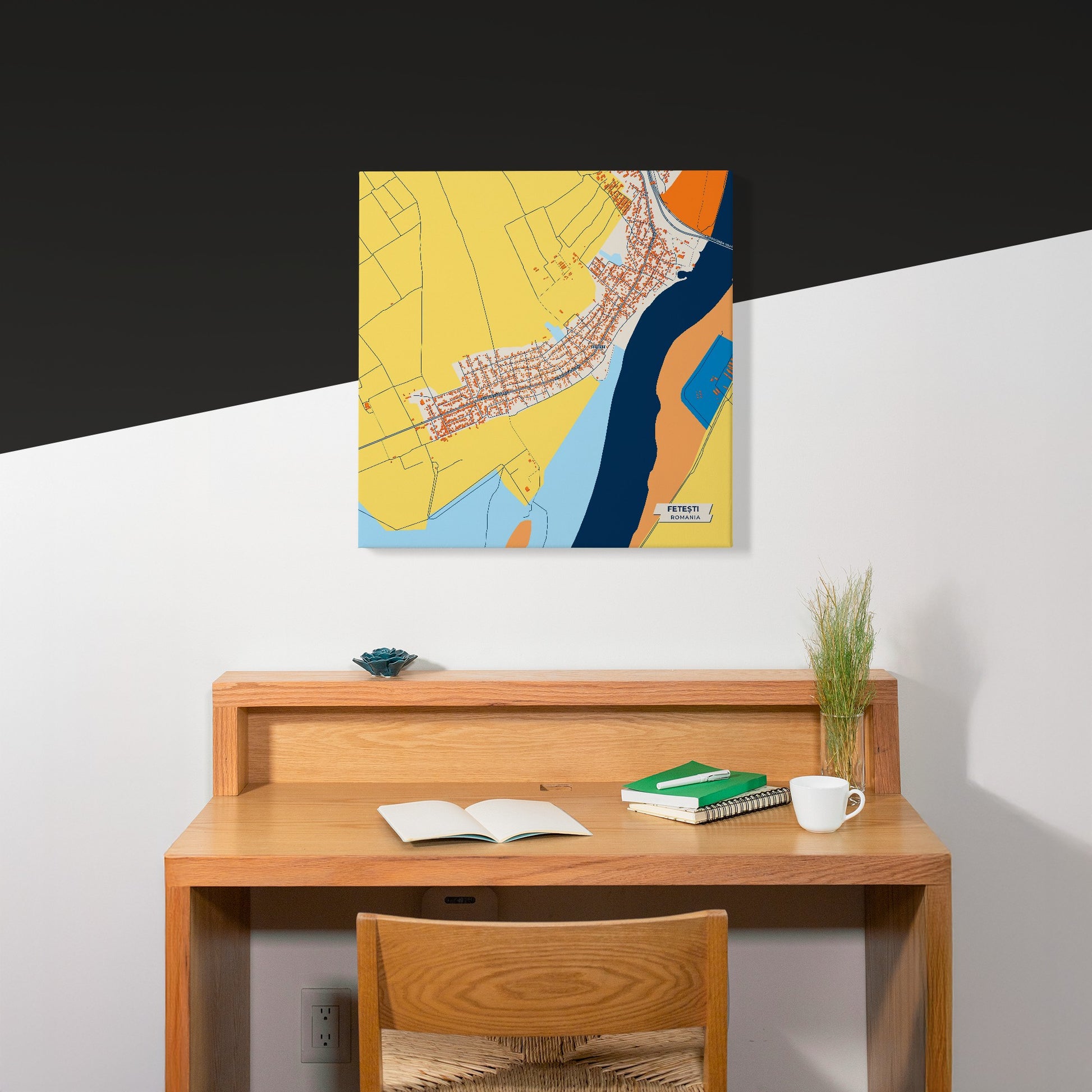 Fetești Romania Colorful City Map Canvas Print Scene