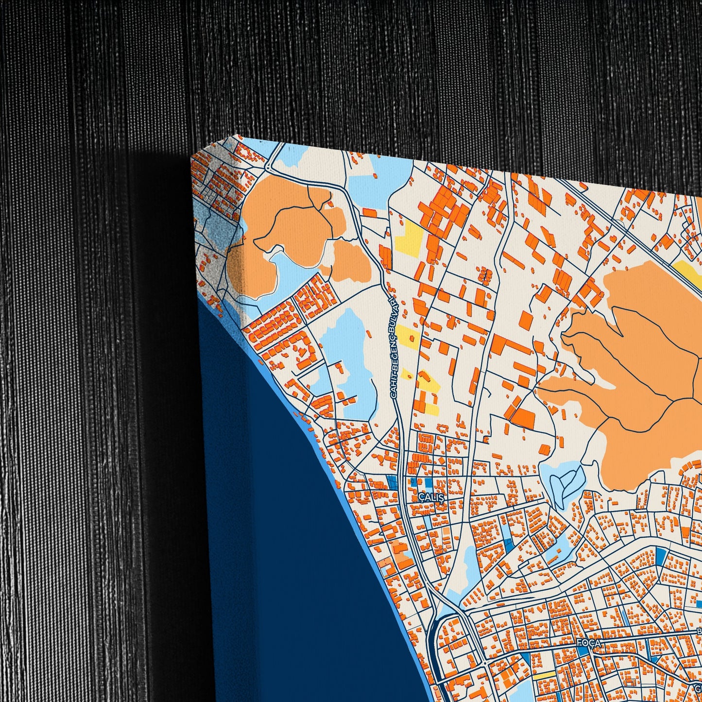 Fethi̇ye Turkey Colorful City Map Canvas Print Detail