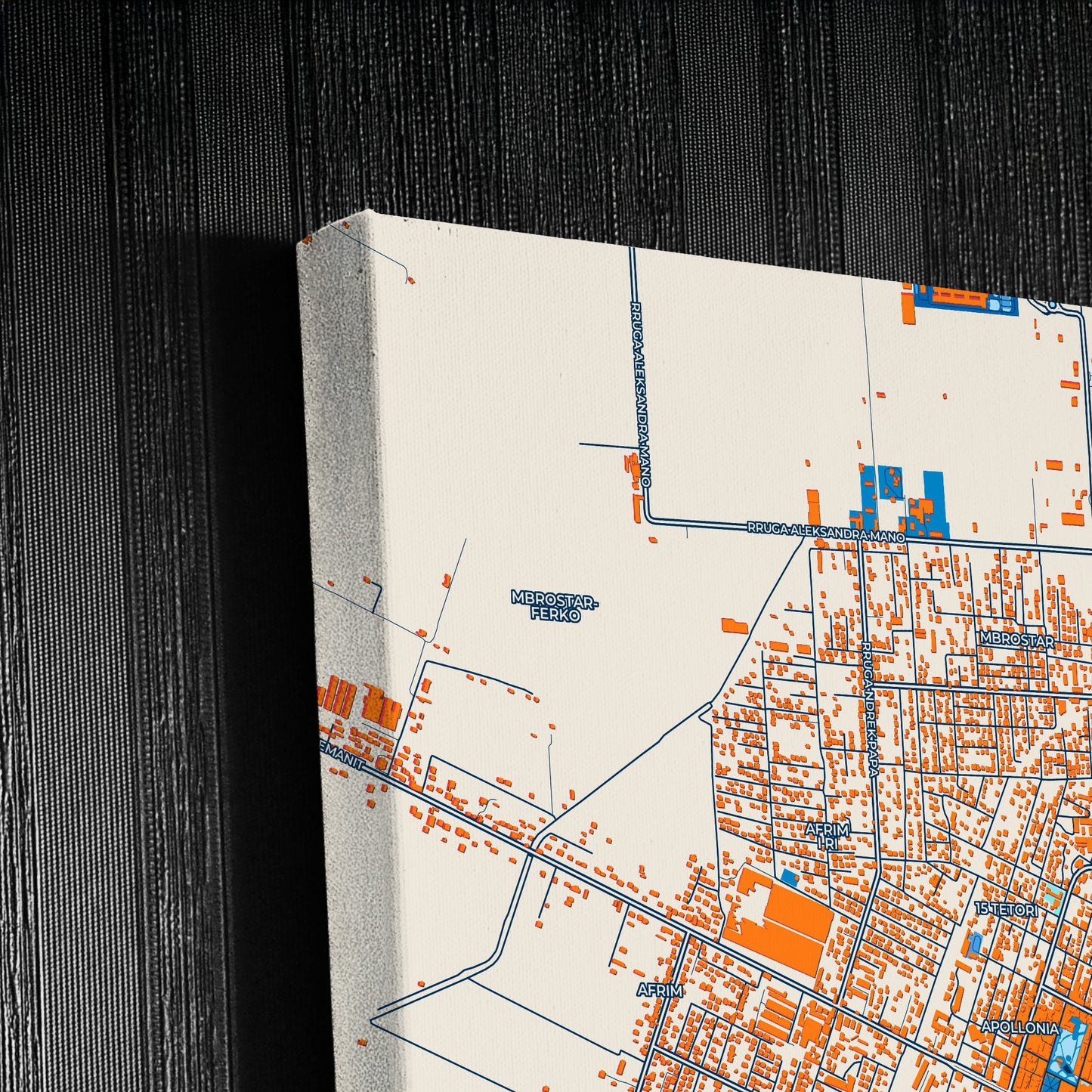 Fier Albania Colorful City Map Canvas Print Detail