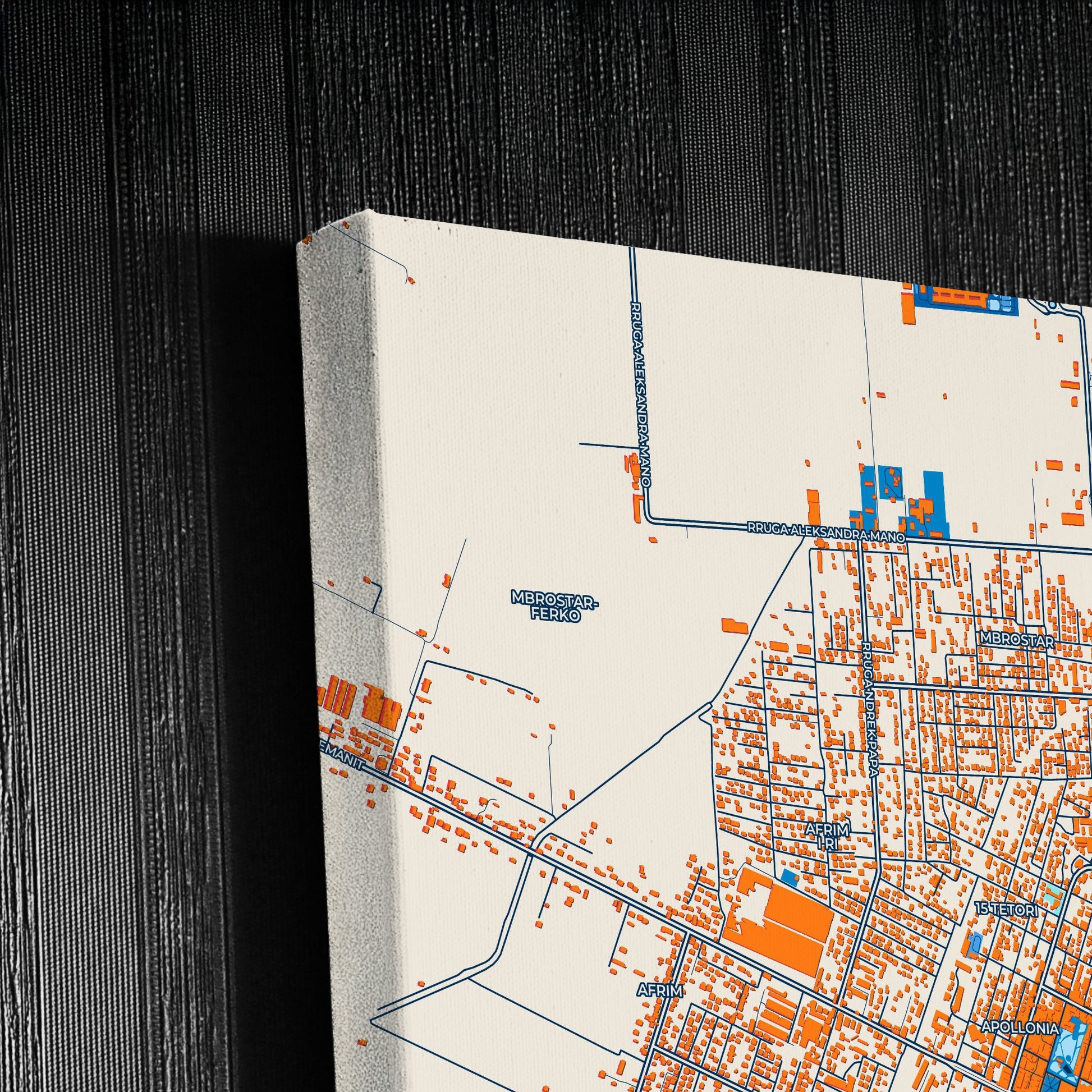 Fier Albania Colorful City Map Canvas Print Detail