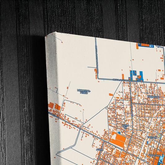 Fier Albania Colorful City Map Canvas Print Detail