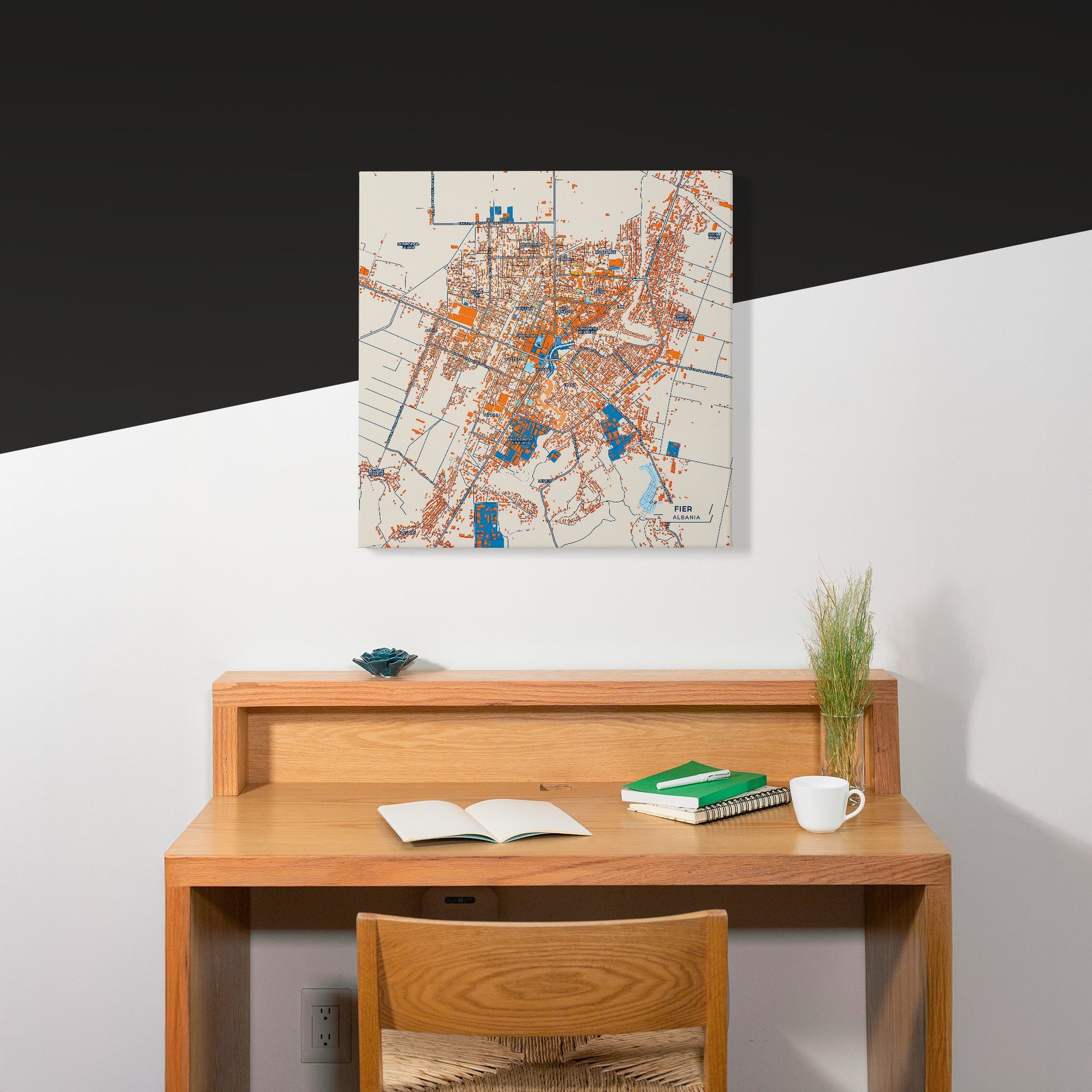 Fier Albania Colorful City Map Canvas Print Scene