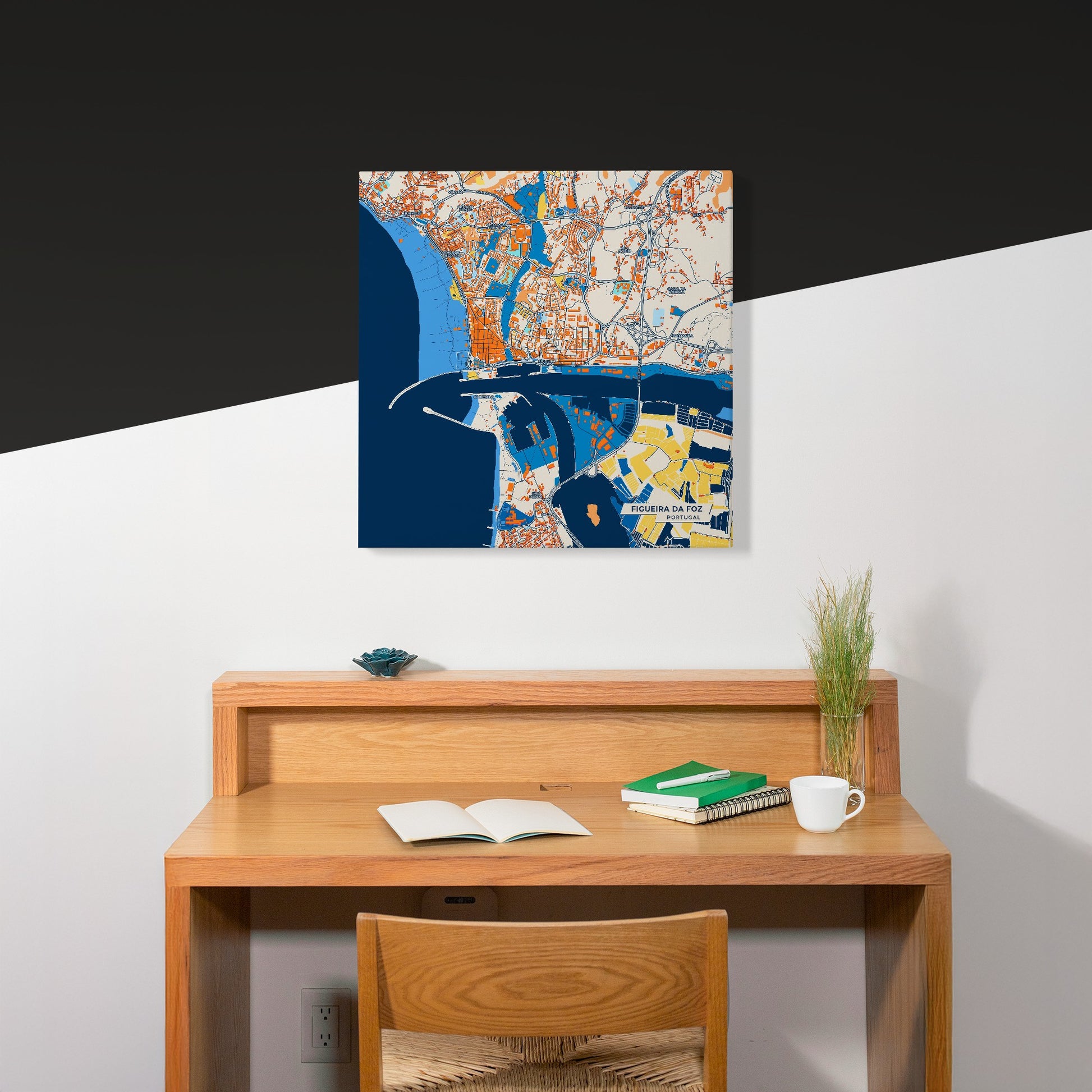 Figueira Da Foz Portugal Colorful City Map Canvas Print Scene