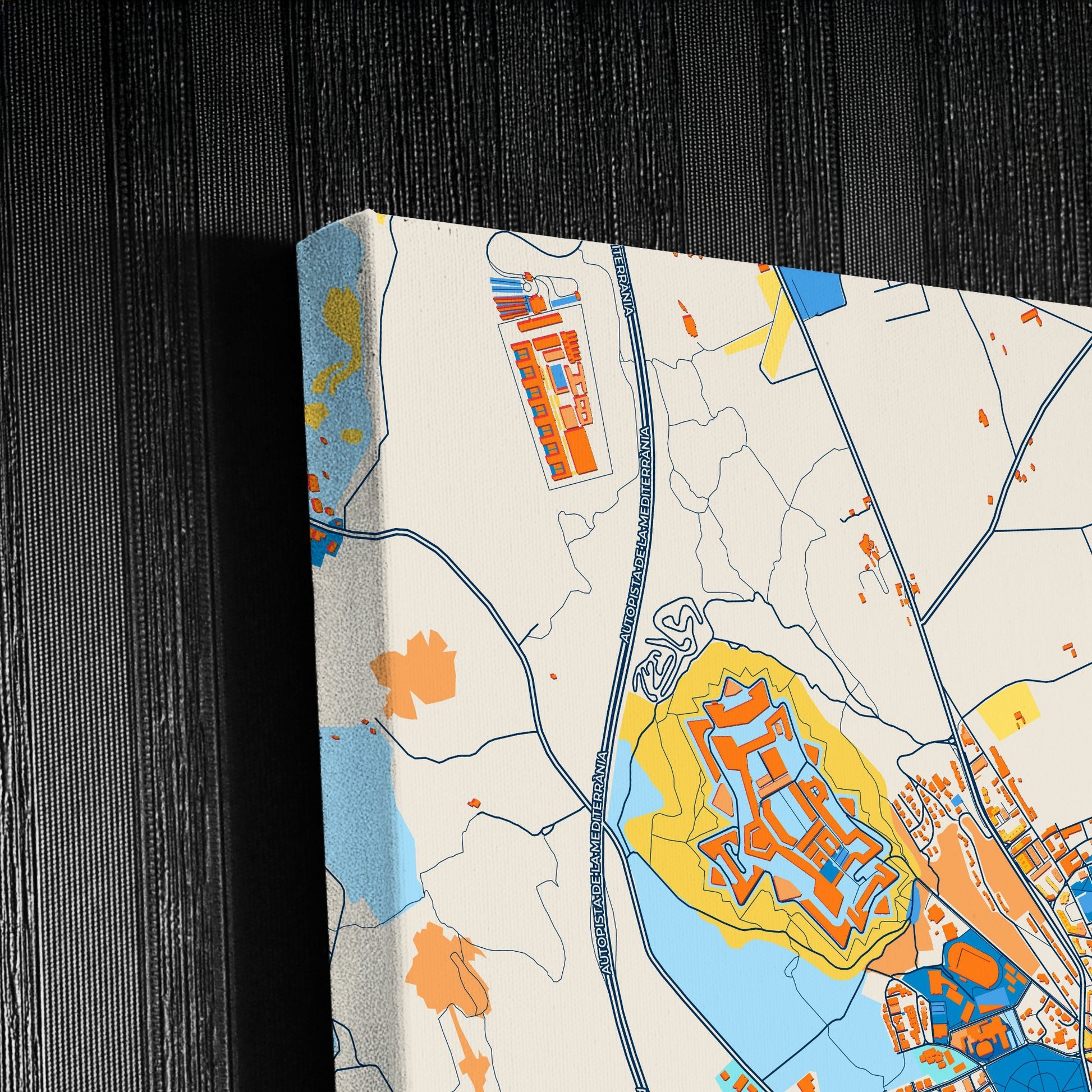 Figueres Spain Colorful City Map Canvas Print Detail