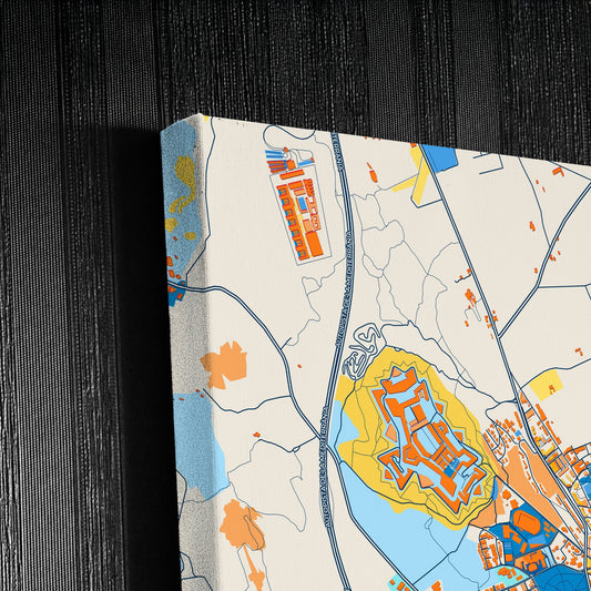 Figueres Spain Colorful City Map Canvas Print Detail