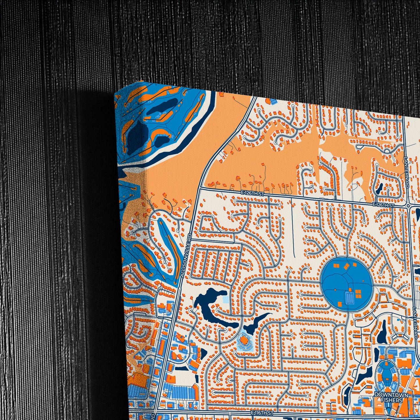 Fishers Indiana Colorful City Map Canvas Print Detail