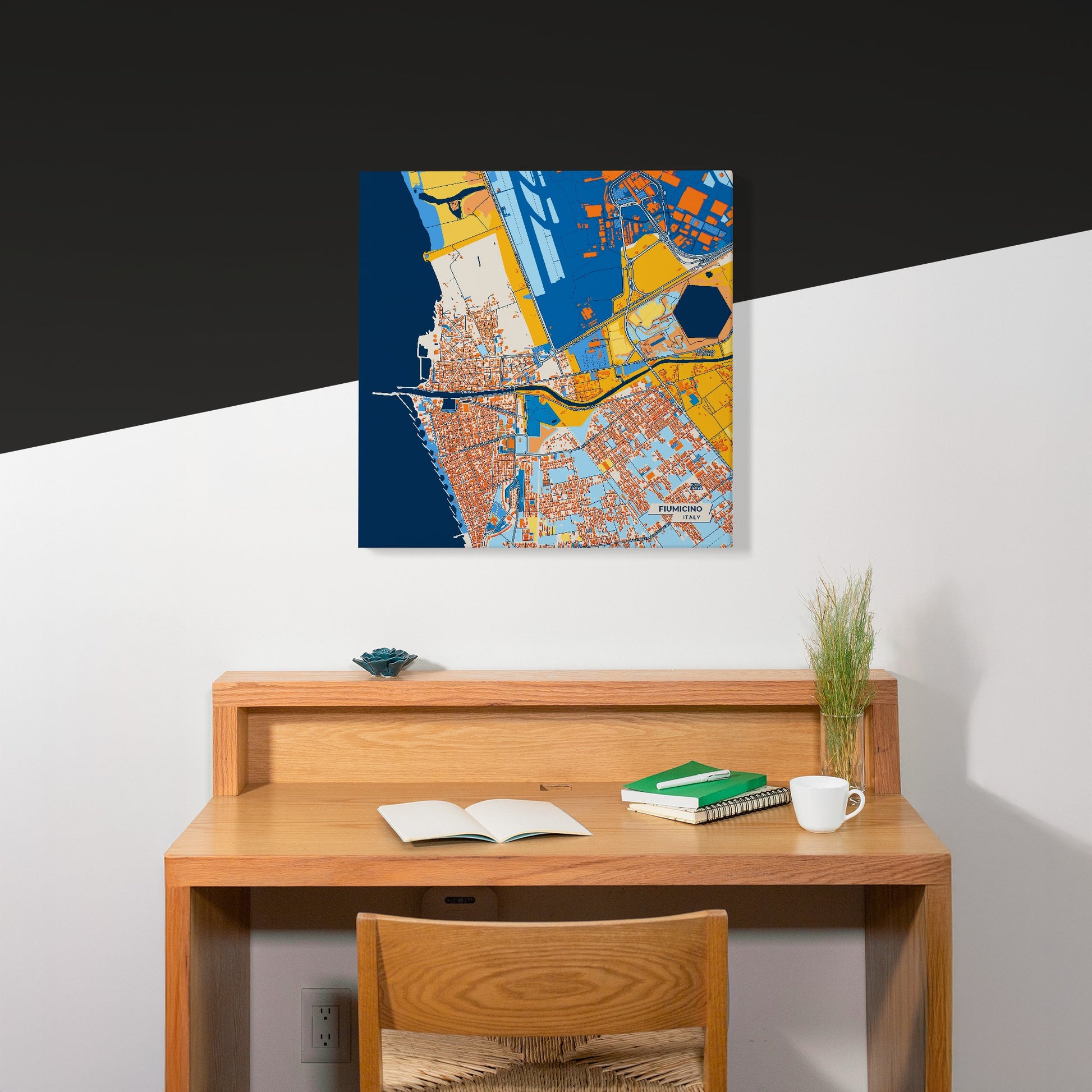 Fiumicino Italy Colorful City Map Canvas Print Scene