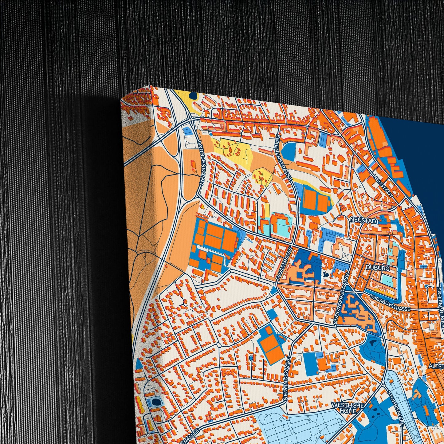 Flensburg Germany Colorful City Map Canvas Print Detail