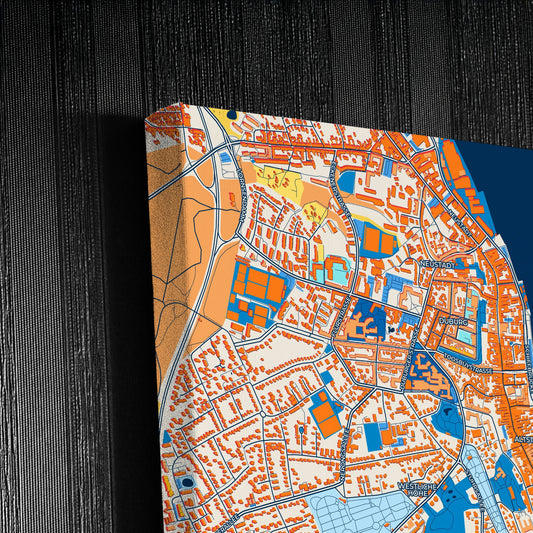 Flensburg Germany Colorful City Map Canvas Print Detail