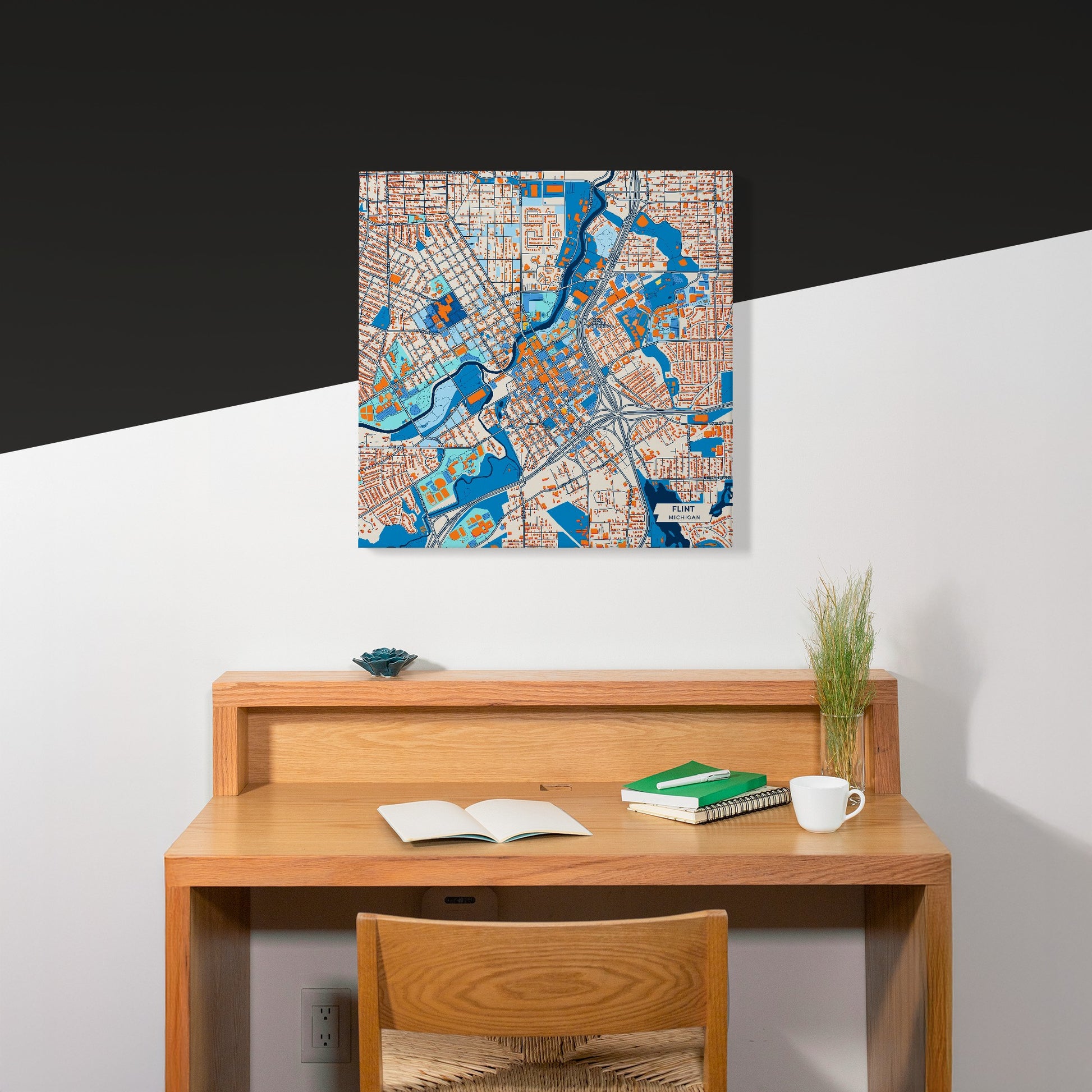 Flint Michigan Colorful City Map Canvas Print Scene