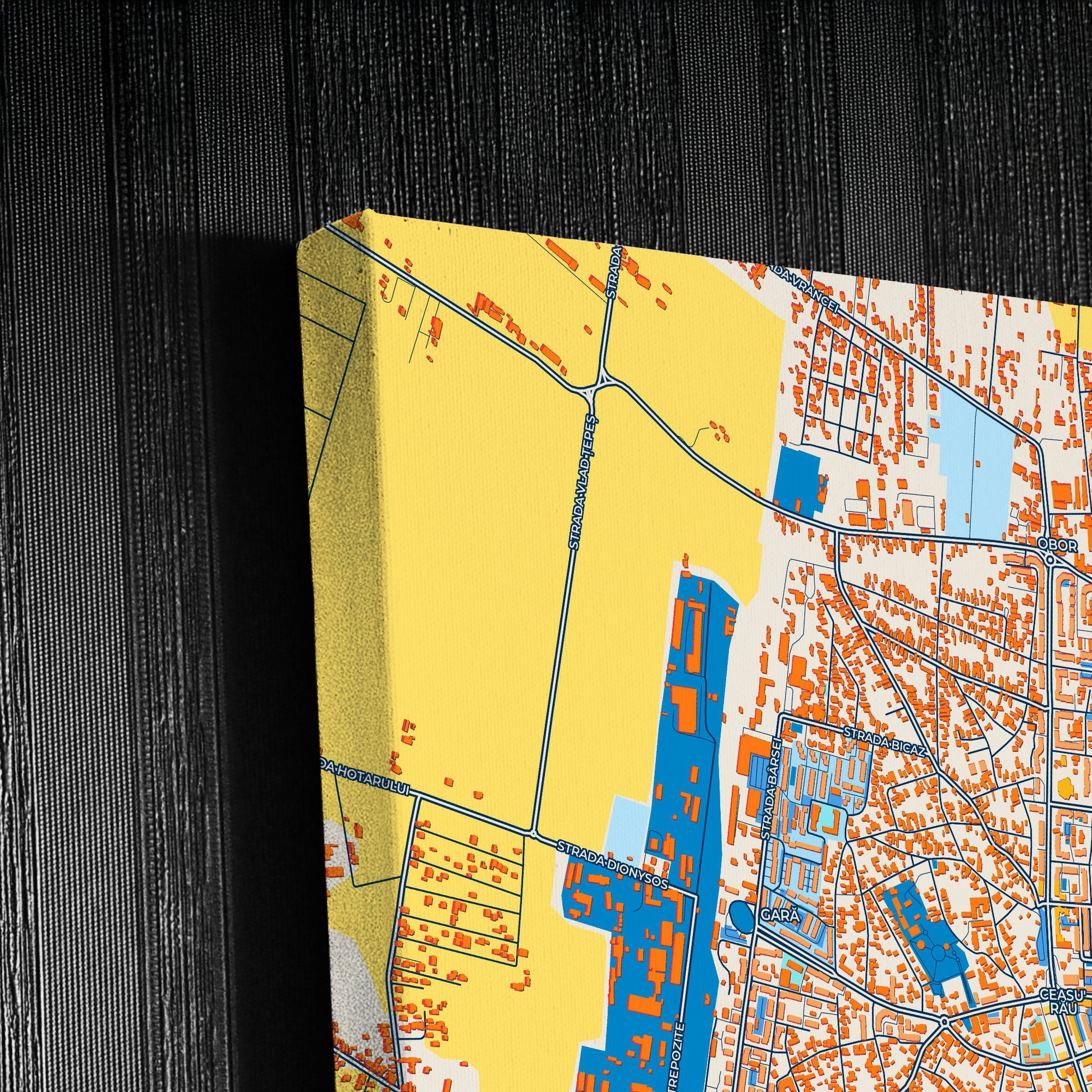 Focșani Romania Colorful City Map Canvas Print Detail