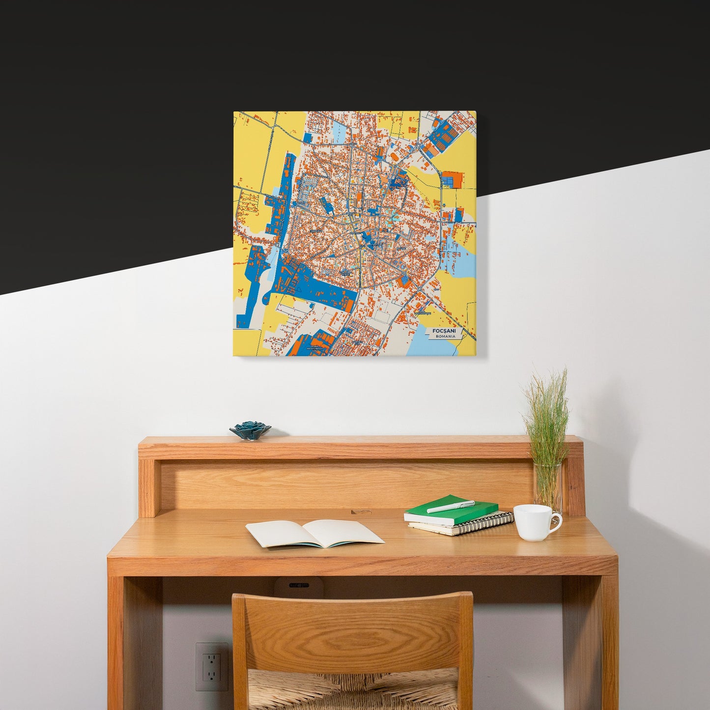 Focșani Romania Colorful City Map Canvas Print Scene