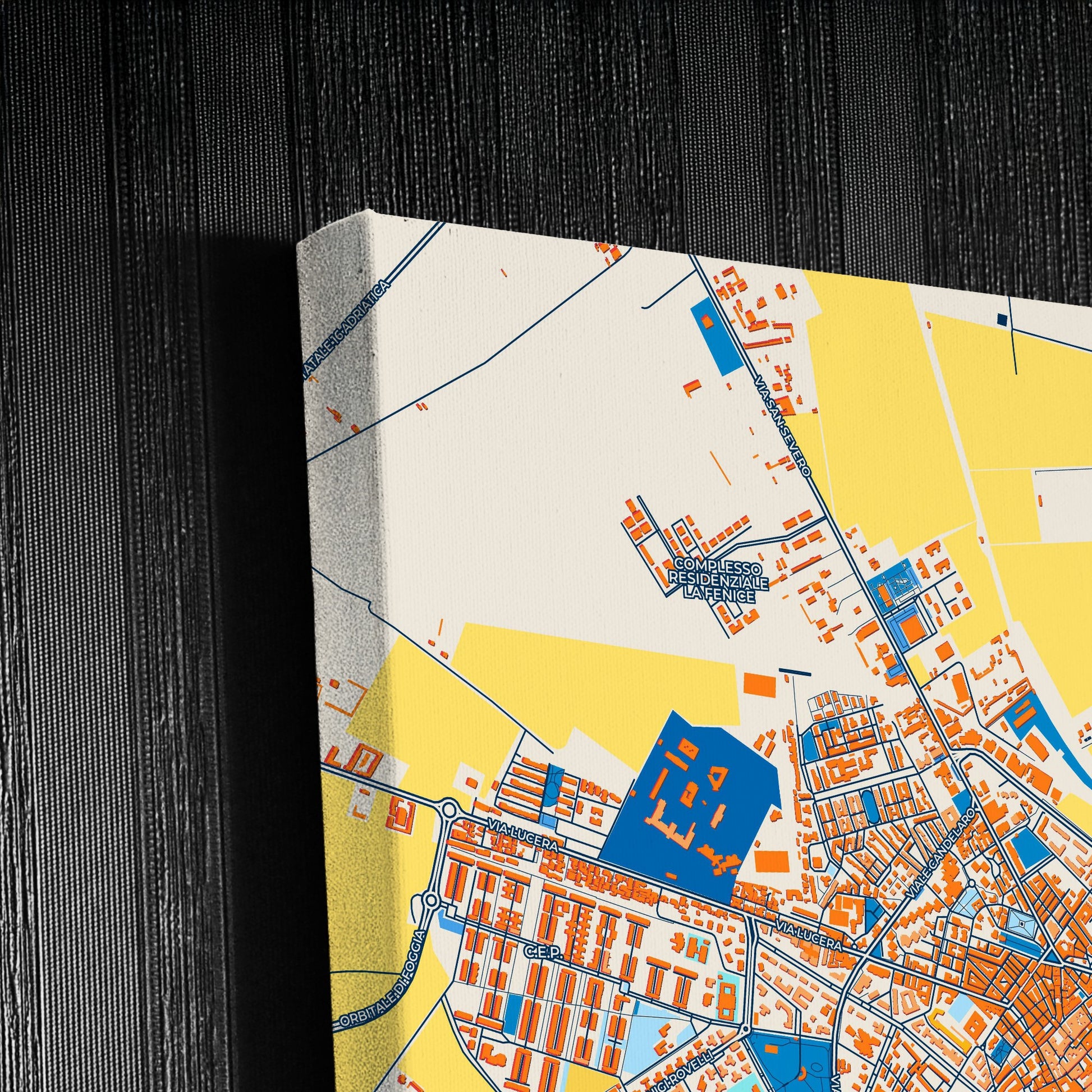 Foggia Italy Colorful City Map Canvas Print Detail