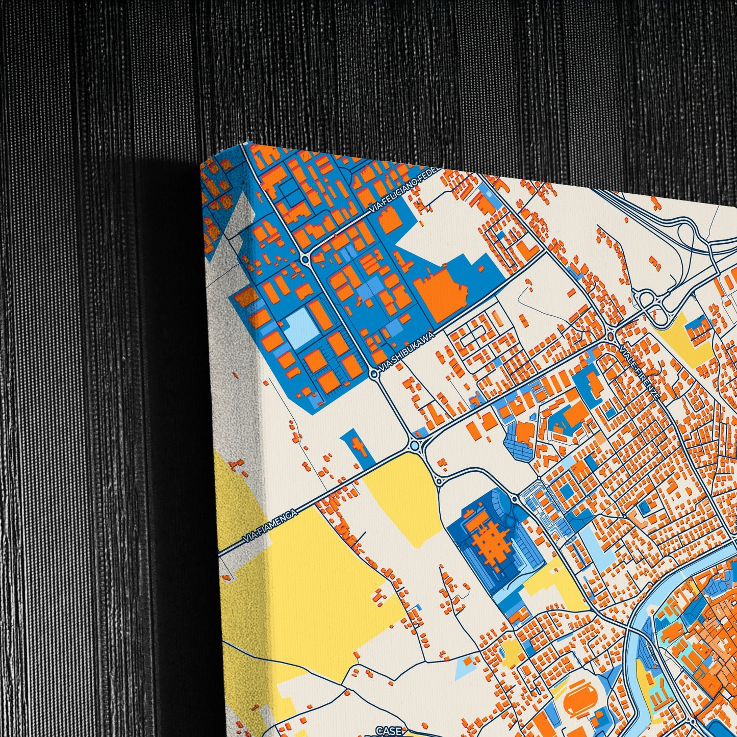 Foligno Italy Colorful City Map Canvas Print Detail