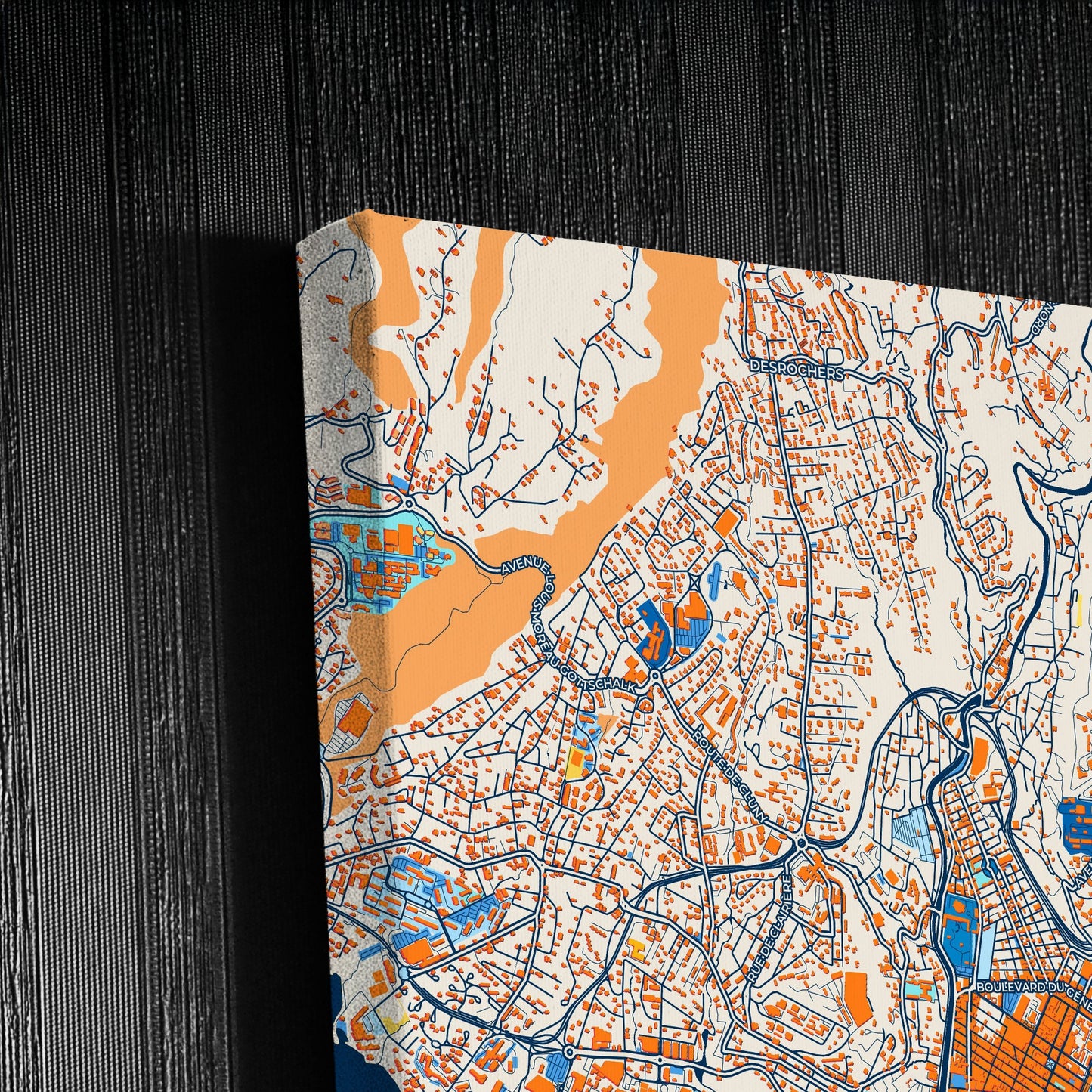 Fort-De-France France Colorful City Map Canvas Print Detail