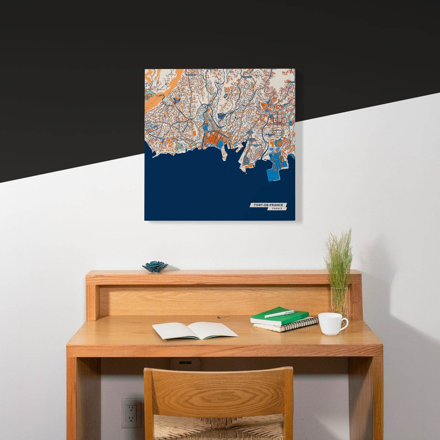 Fort-De-France France Colorful City Map Canvas Print Scene