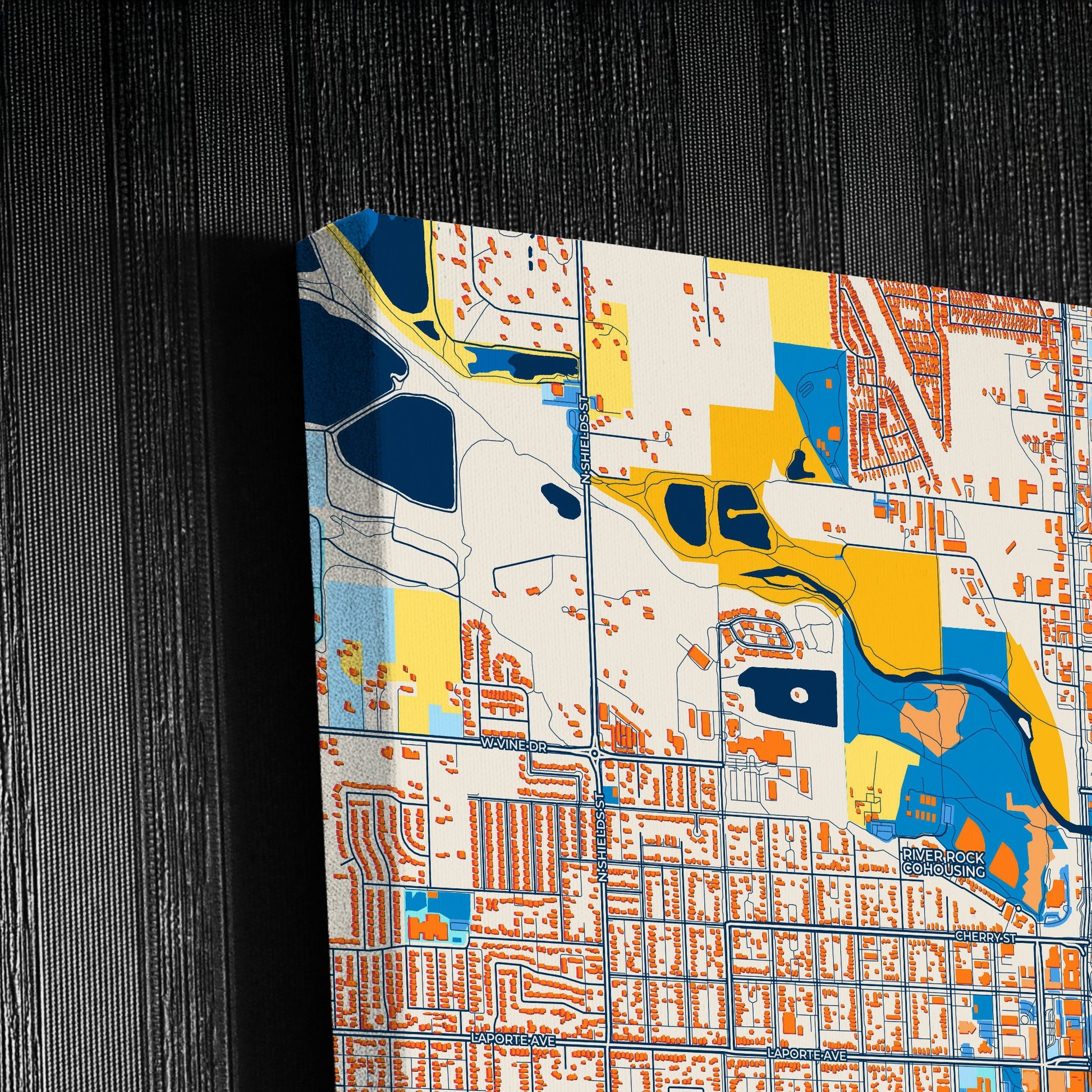 Fort Collins Colorado Colorful City Map Canvas Print Detail