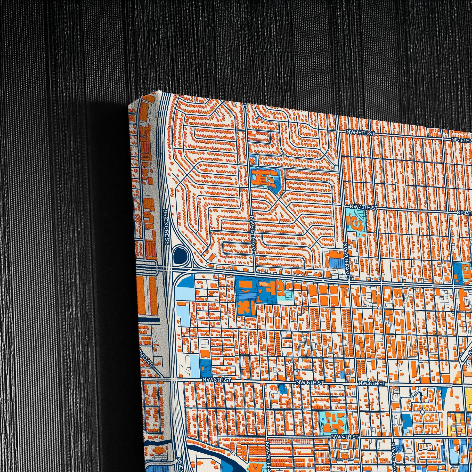 Fort Lauderdale Florida Colorful City Map Canvas Print Detail