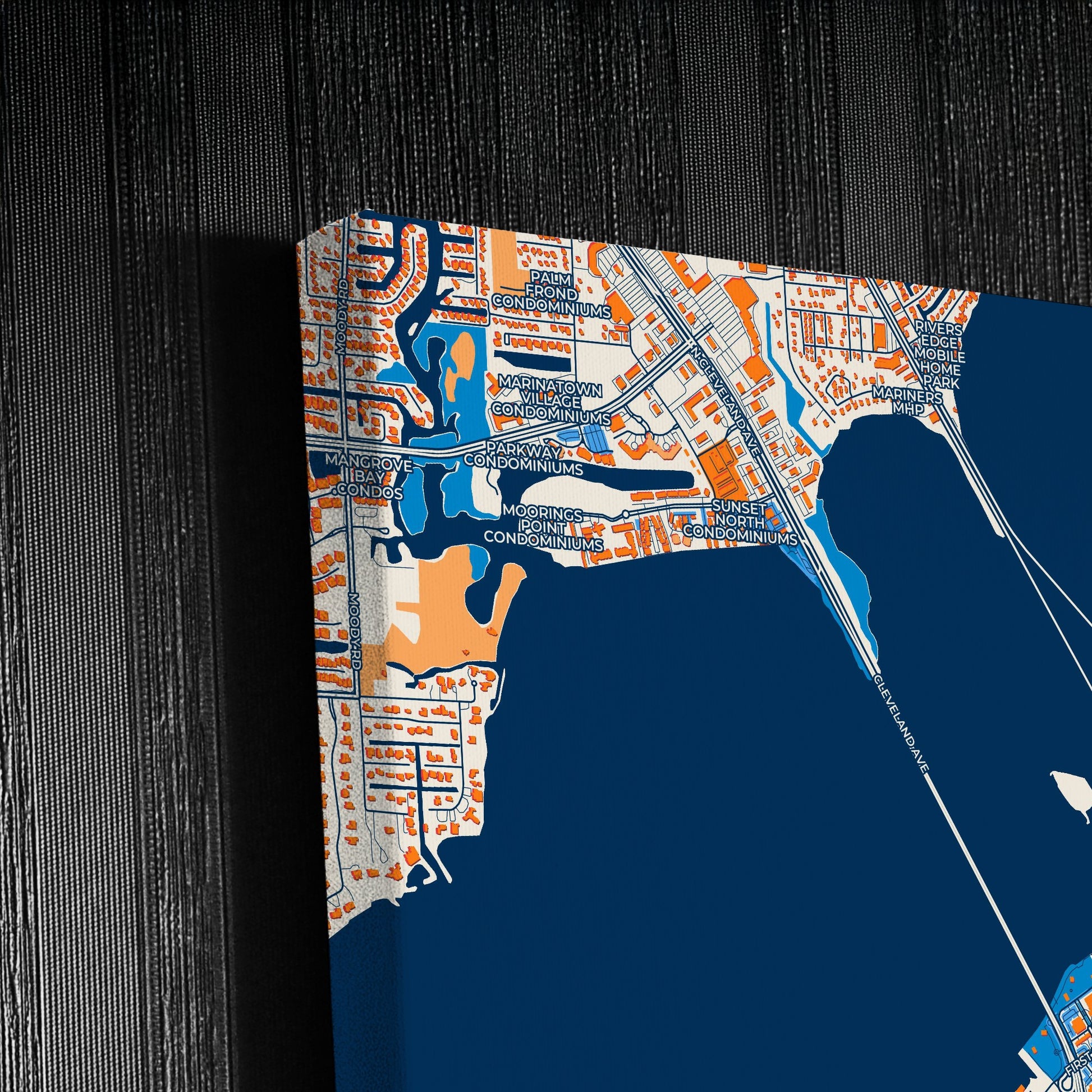 Fort Myers Florida Colorful City Map Canvas Print Detail