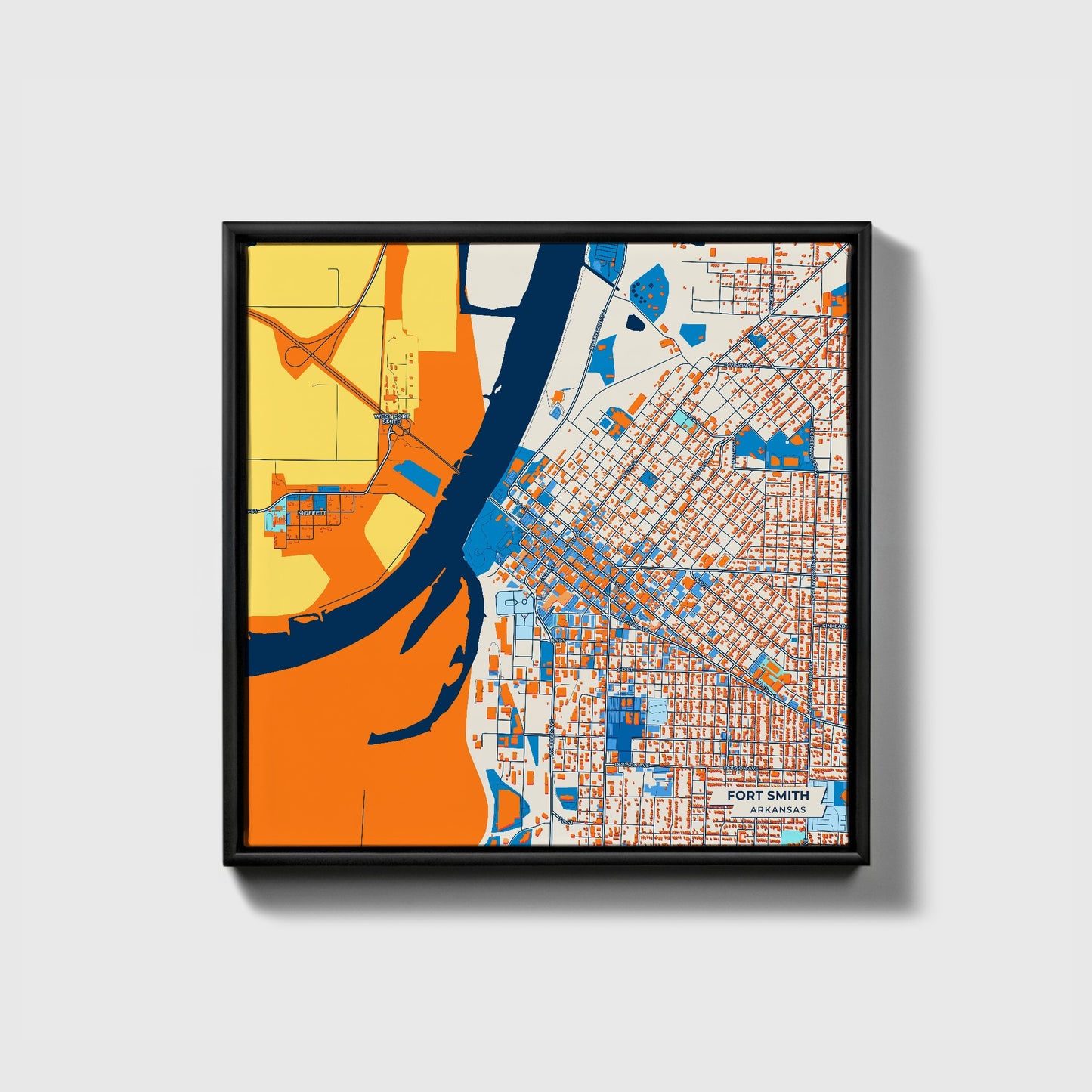 Fort Smith Arkansas Colorful City Map Canvas Print • Black Framed