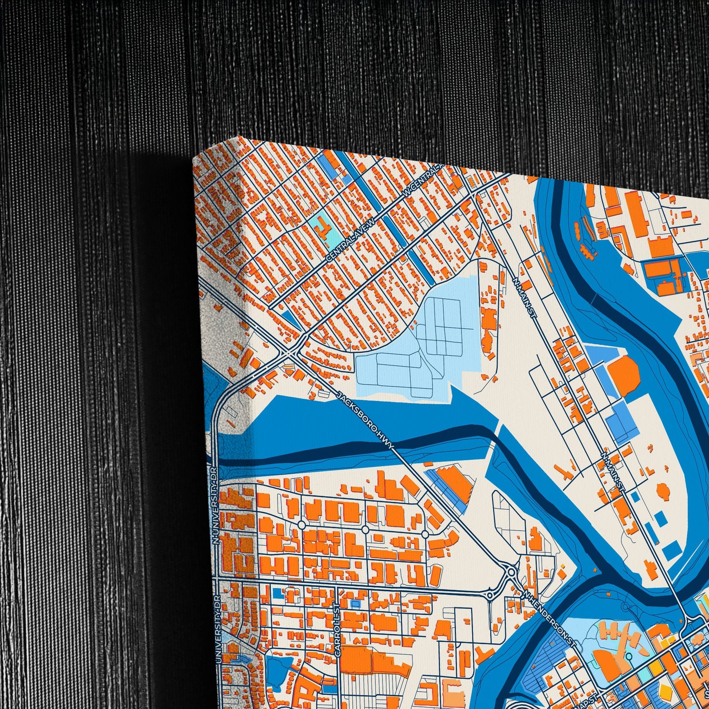 Fort Worth Texas Colorful City Map Canvas Print Detail