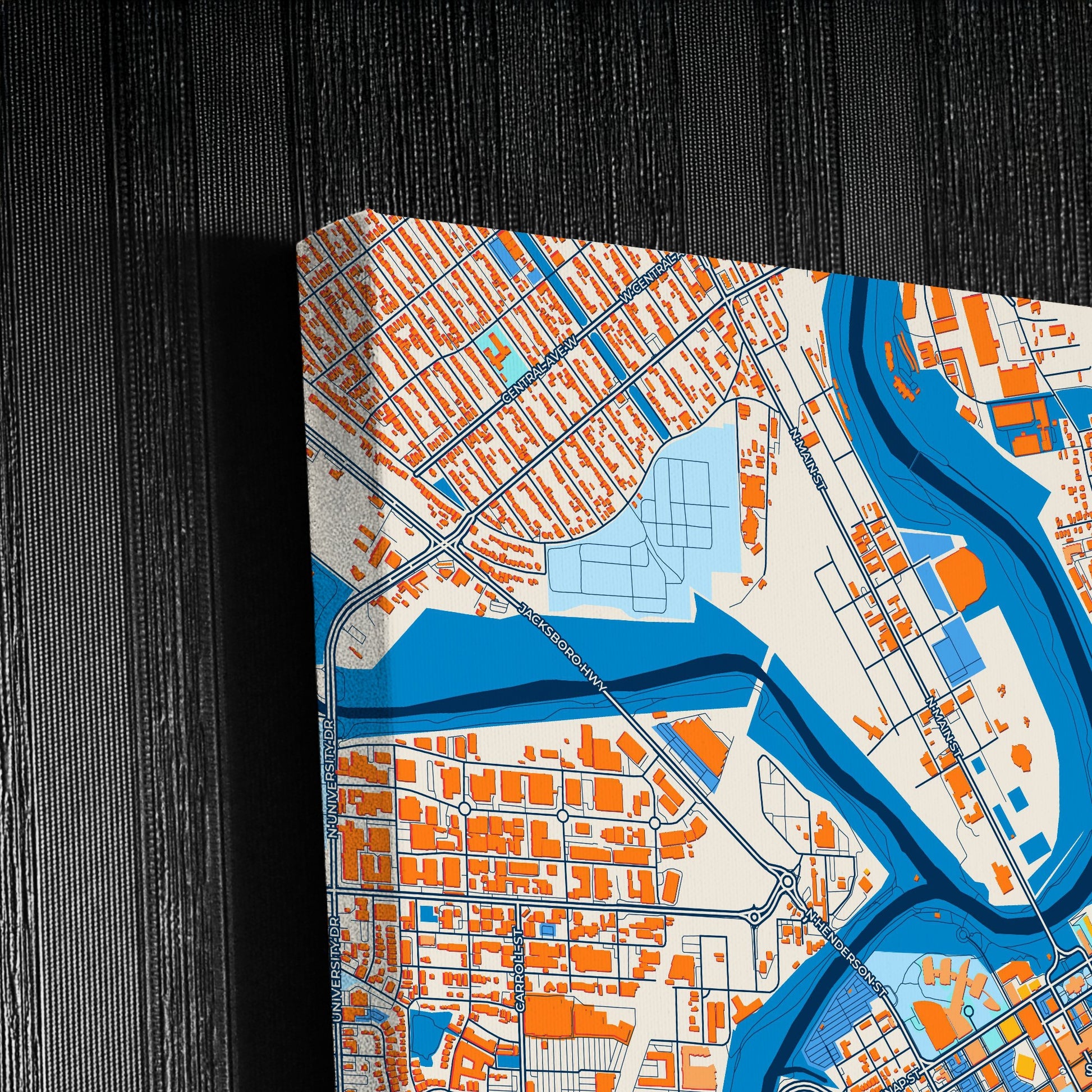 Fort Worth Texas Colorful City Map Canvas Print Detail