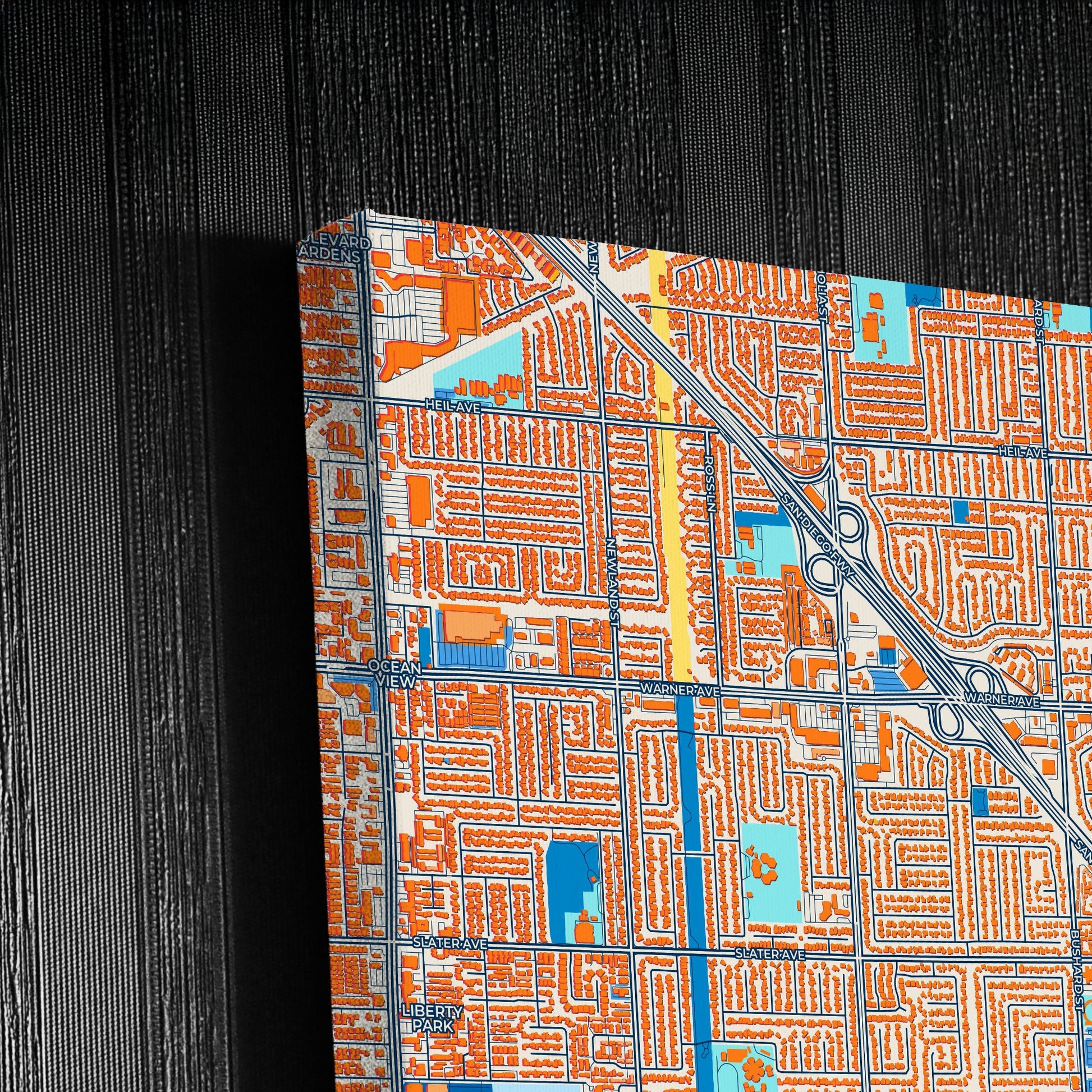 Fountain Valley California Colorful City Map Canvas Print Detail