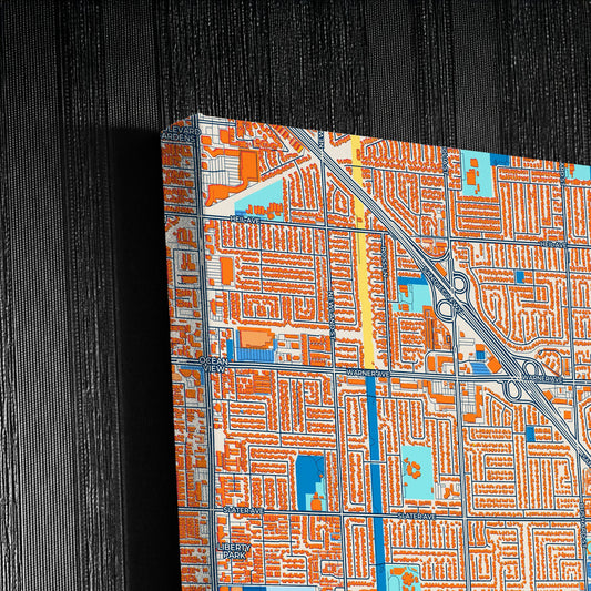 Fountain Valley California Colorful City Map Canvas Print Detail