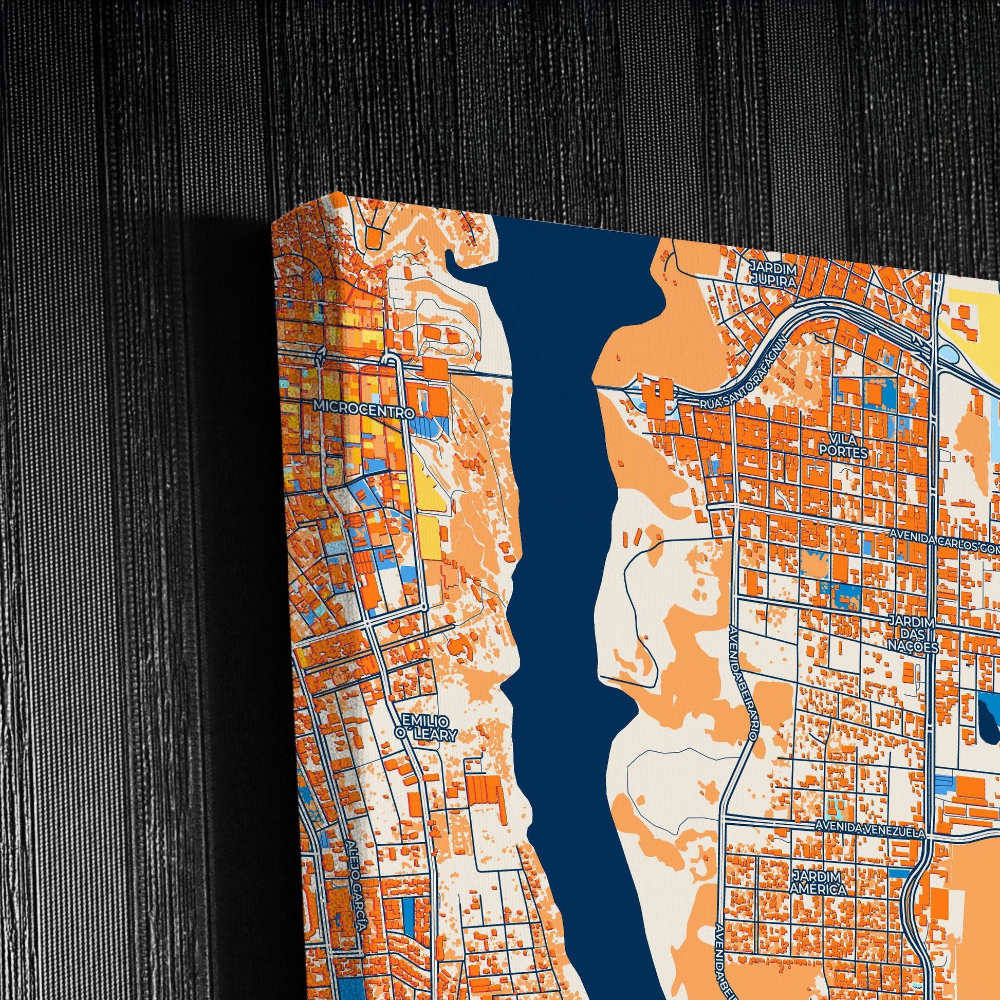 Foz Do Iguacu Brazil Colorful City Map Canvas Print Detail