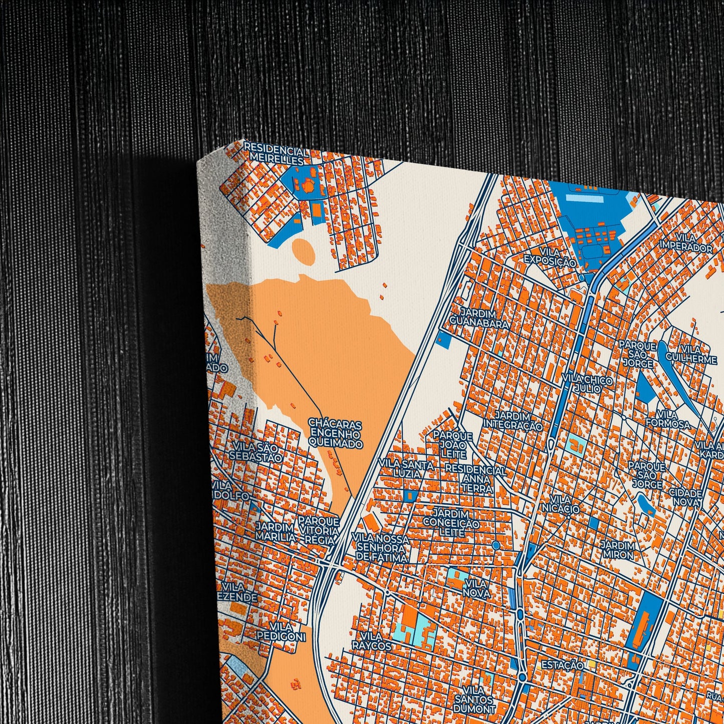 Franca Brazil Colorful City Map Canvas Print Detail