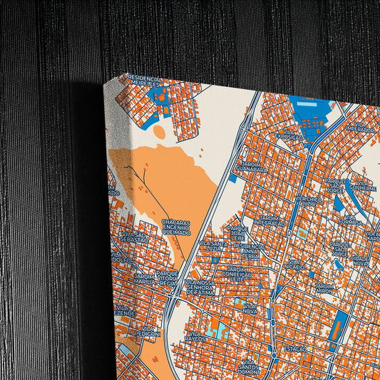 Franca Brazil Colorful City Map Canvas Print Detail