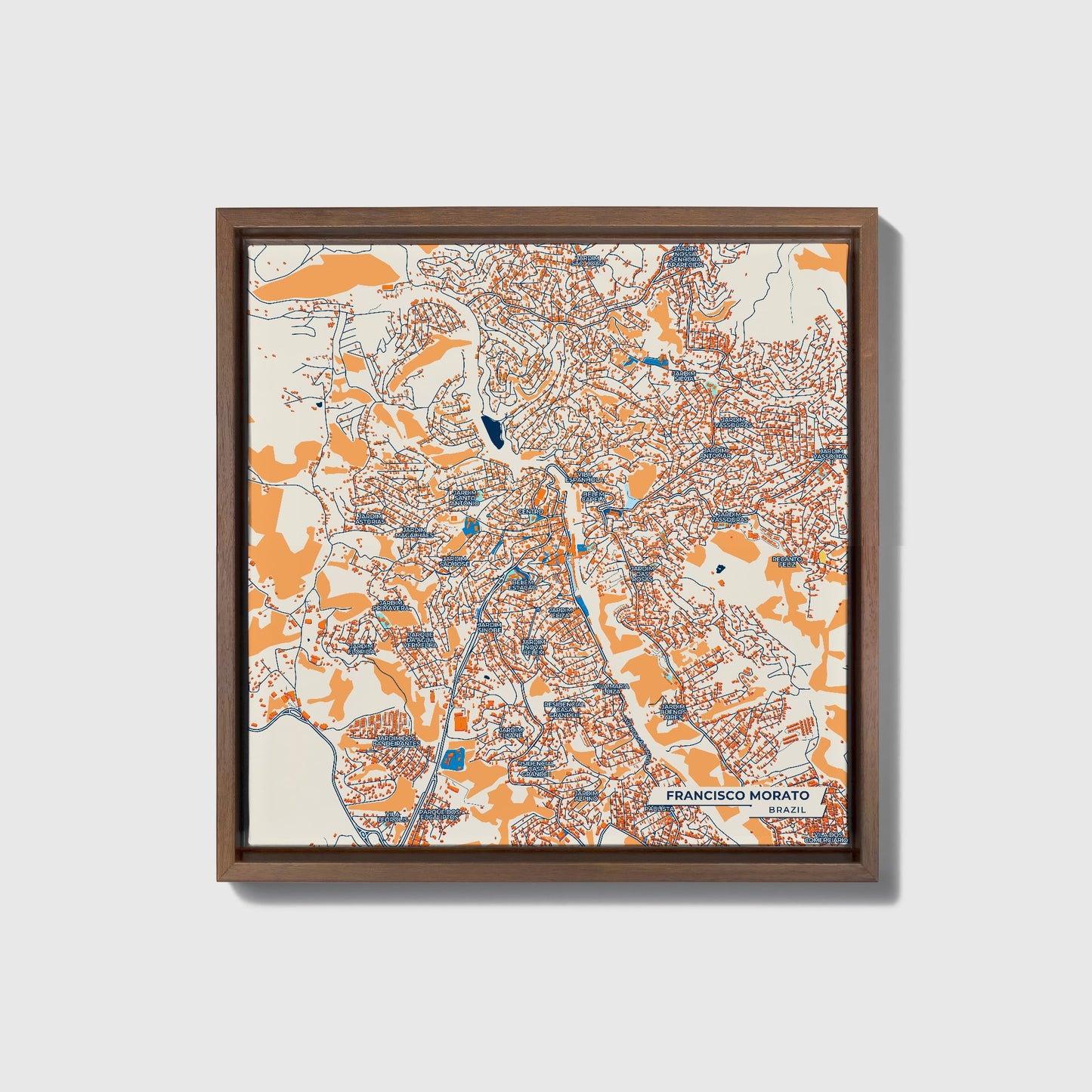 Francisco Morato Brazil Colorful City Map Canvas Print • Dark Wooden Framed