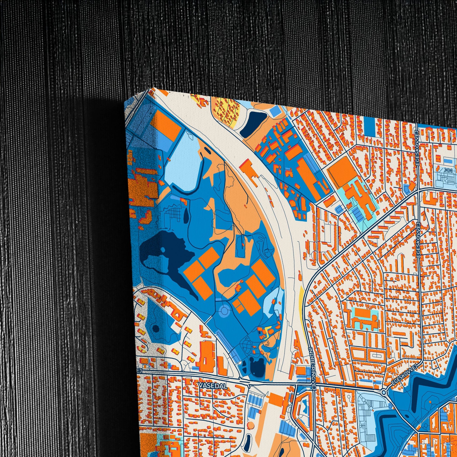 Fredericia Denmark Colorful City Map Canvas Print Detail