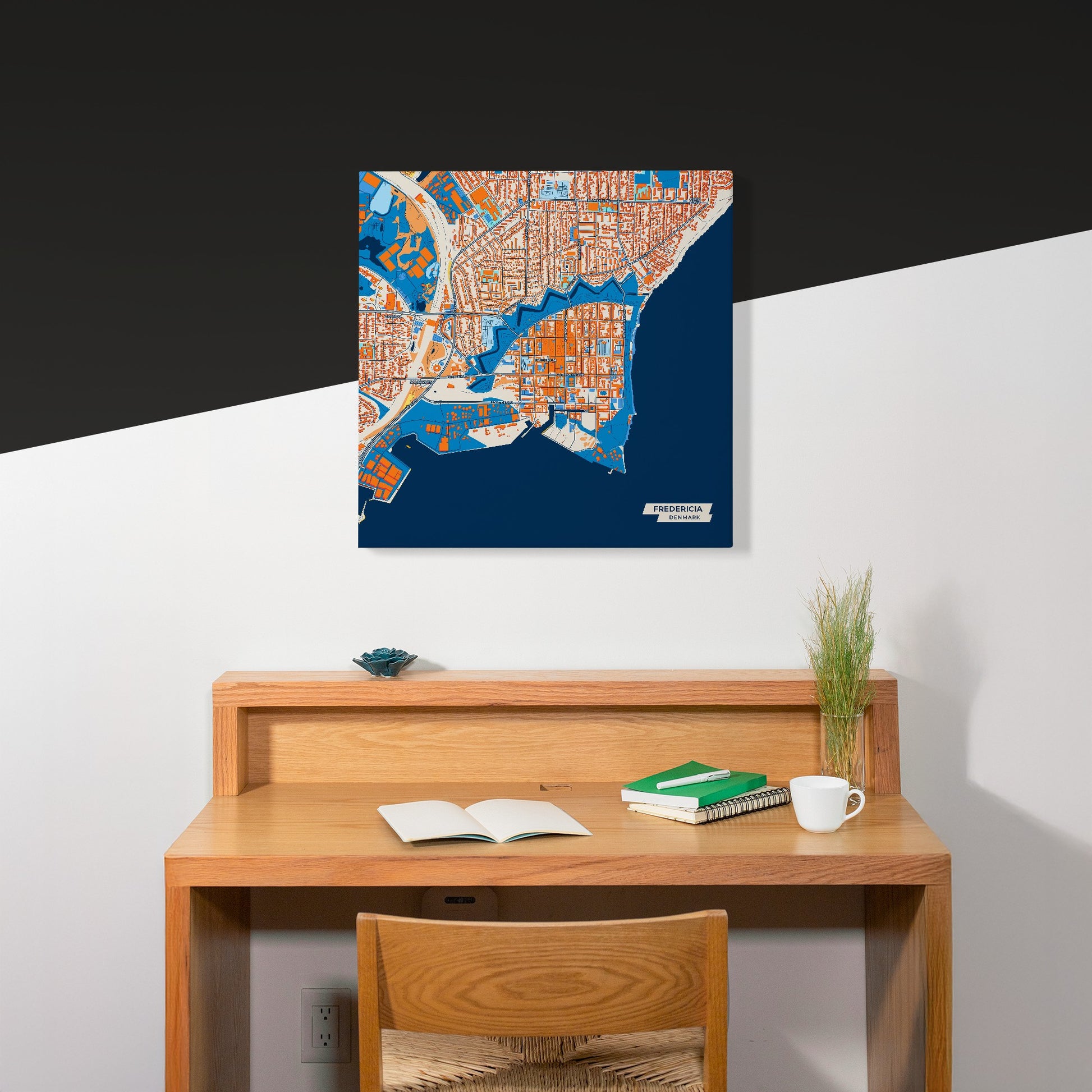 Fredericia Denmark Colorful City Map Canvas Print Scene