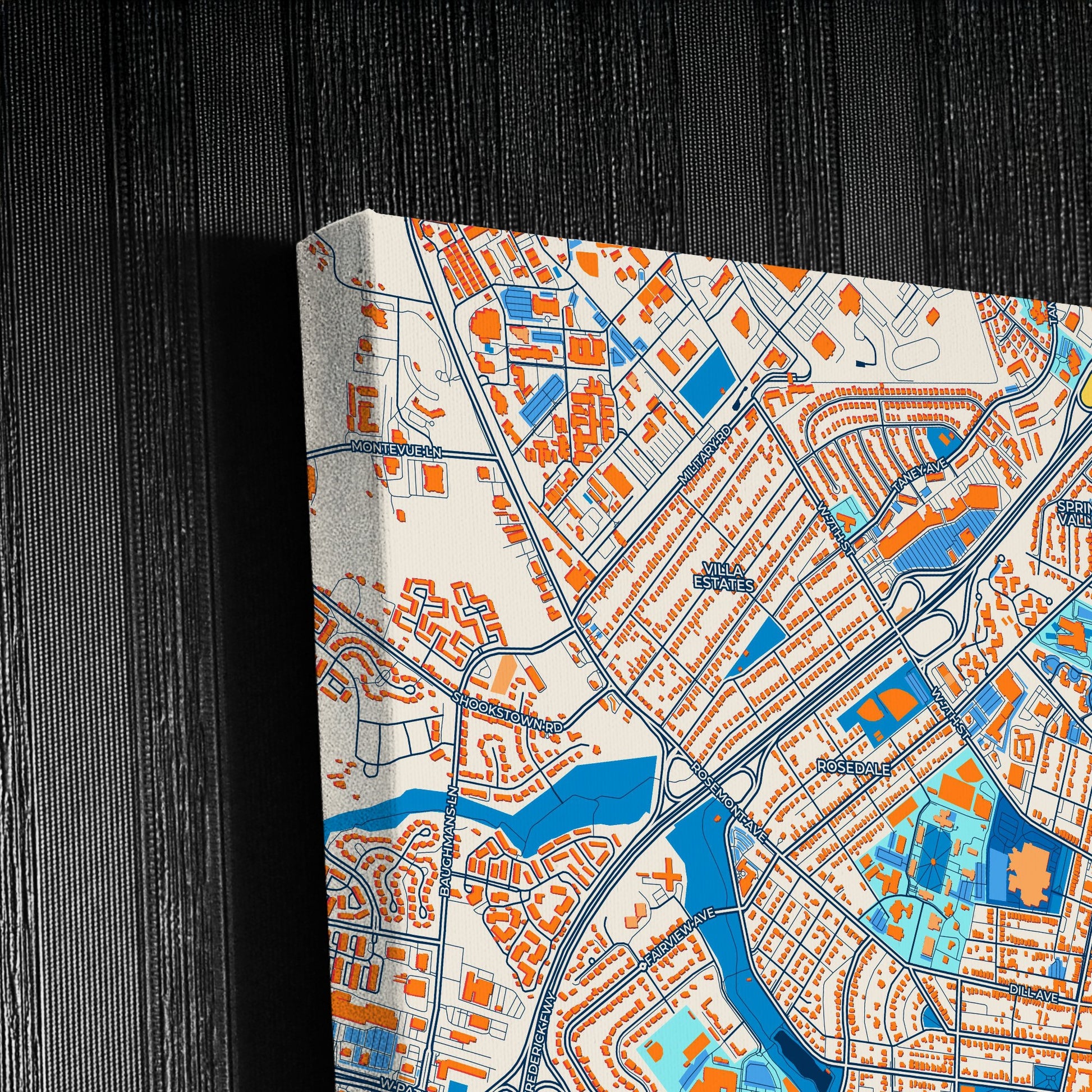 Frederick Maryland Colorful City Map Canvas Print Detail