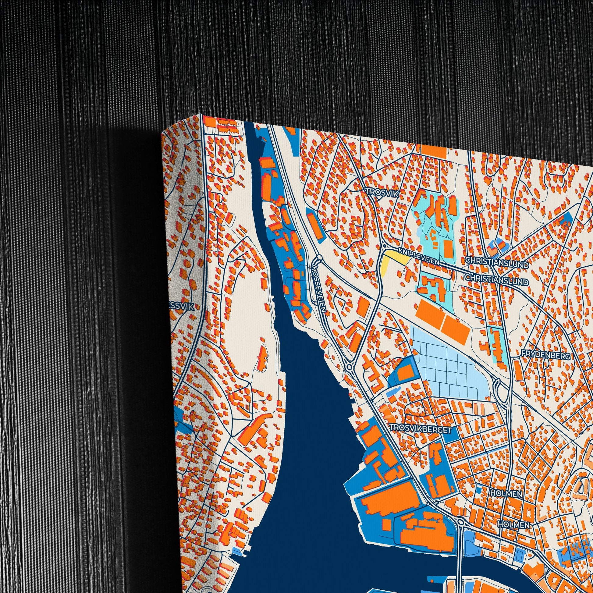 Fredrikstad Norway Colorful City Map Canvas Print Detail