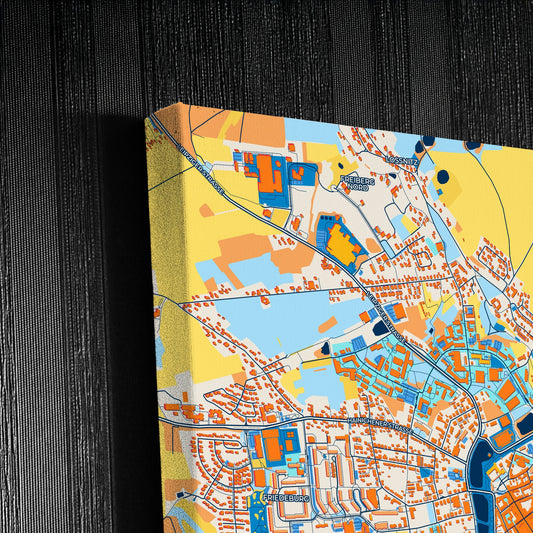 Freiberg Germany Colorful City Map Canvas Print Detail