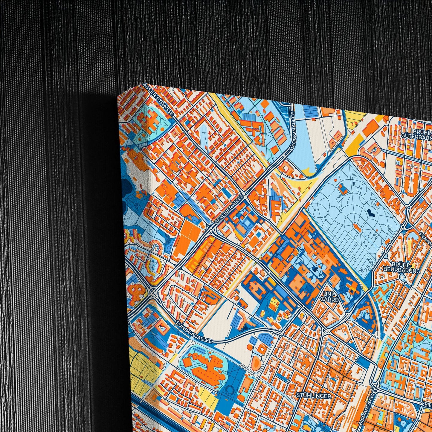Freiburg Im Breisgau Germany Colorful City Map Canvas Print Detail
