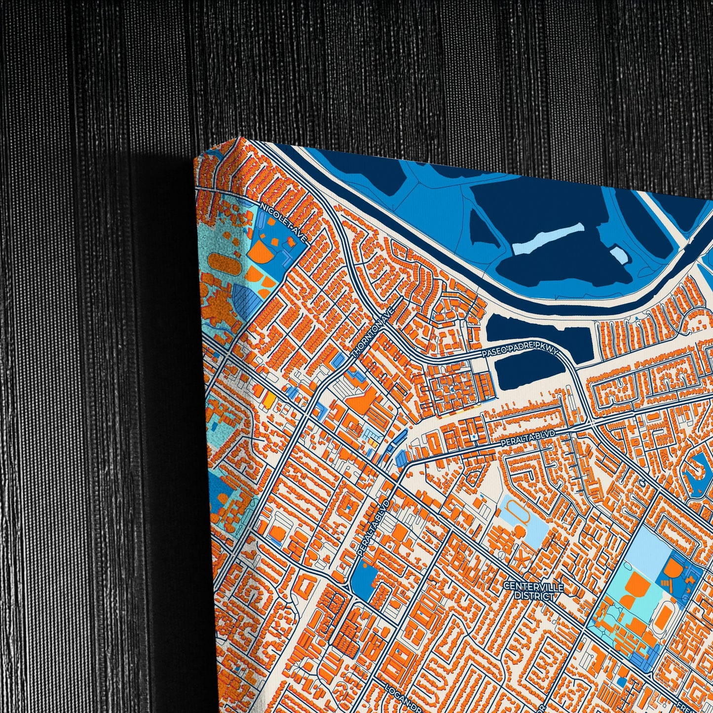 Fremont California Colorful City Map Canvas Print Detail