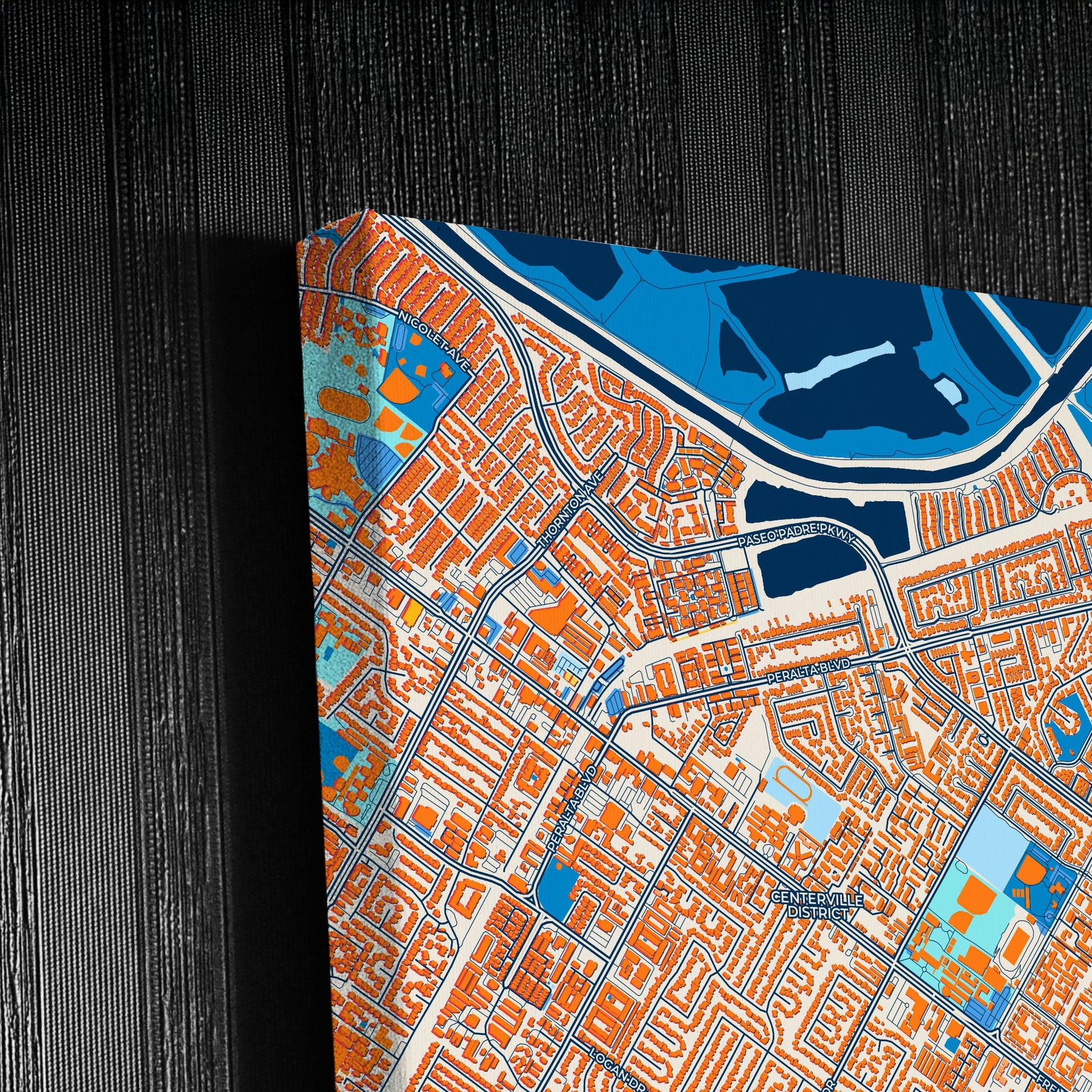 Fremont California Colorful City Map Canvas Print Detail